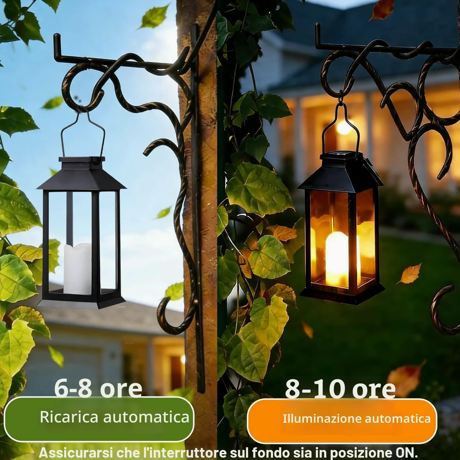 Yowin Lanterne da Esterno 2 Pezzi Lanterna Solare da Giardino con Candele Tremolante, Lampada Solari da Appendere Impermeabile Lampade da Tavolo per Arredo Giardino Terrazzo Balconi Decorazioni