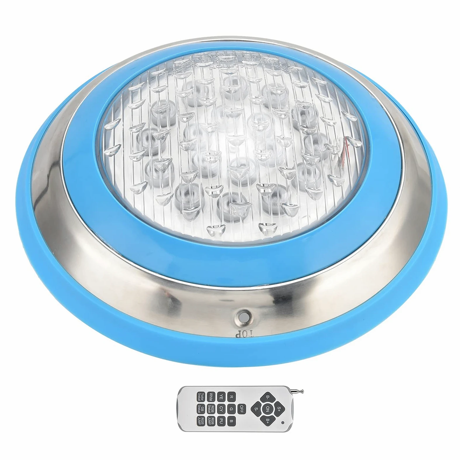 Fafeicy Luce Subacquea, Luce per Piscina a LED Simming Lampada da Parete Subacquea in Acciaio Inossidabile AC12V RGB Perline Lampada Ad Alta Potenza 18 Tasti, Luci Subacquee Continue (24W)
