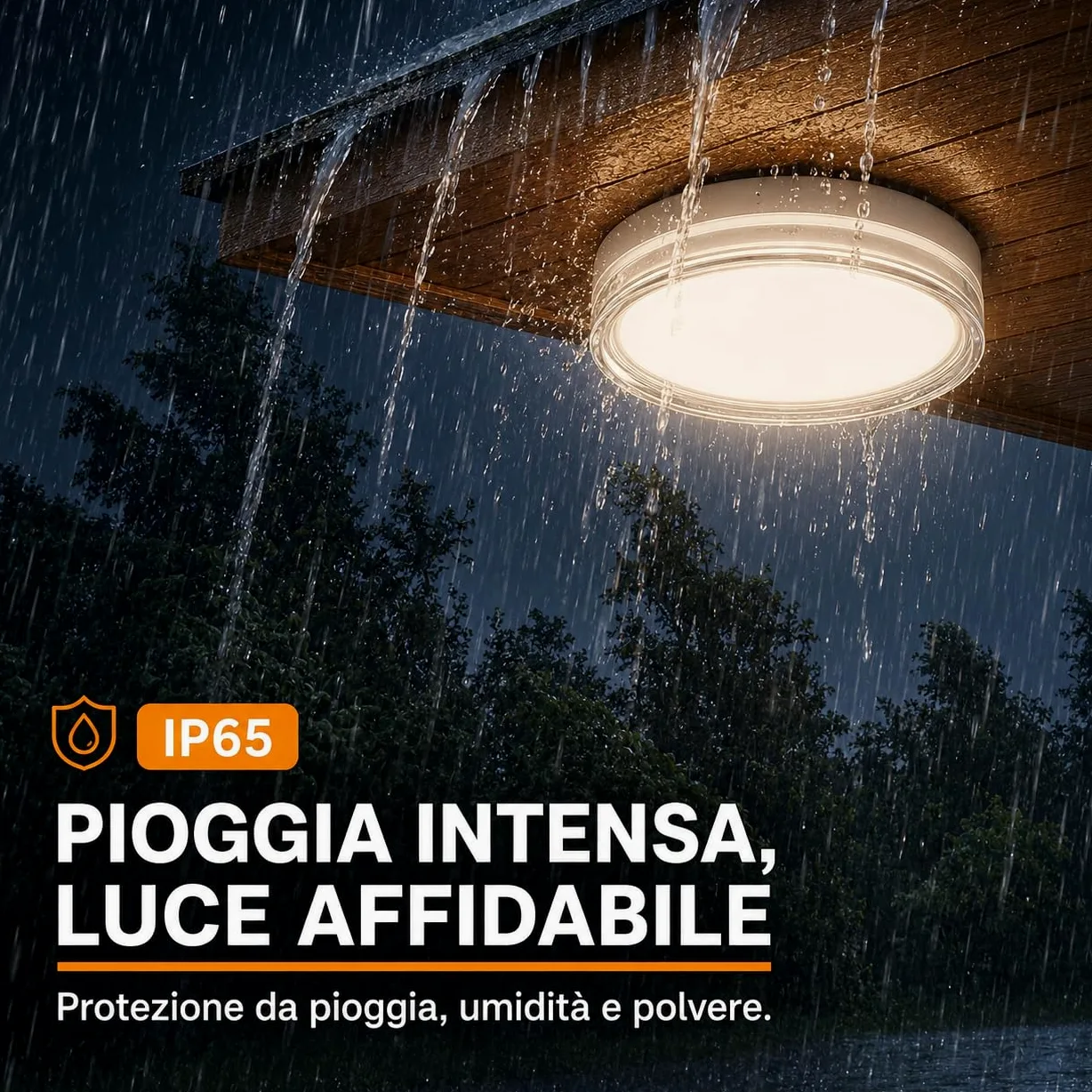 MARSI Plafoniera LED IP65 Ø30 cm 24W, 3 CCT 2800K 4000K 6000K | Bianca, installazione a soffitto o parete, per bagno, corridoio e balcone. Bordo in acrilico trasparente