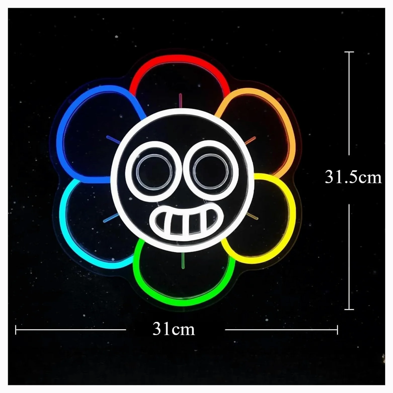 Insegna al Neon Insegna Al Neon Con Sorriso Dei Cartoni Animati, Luce Al Neon Per Decorazioni Da Parete Per Fan Dei Giochi Horror, Camera Da Letto Carina 31x31.5cm