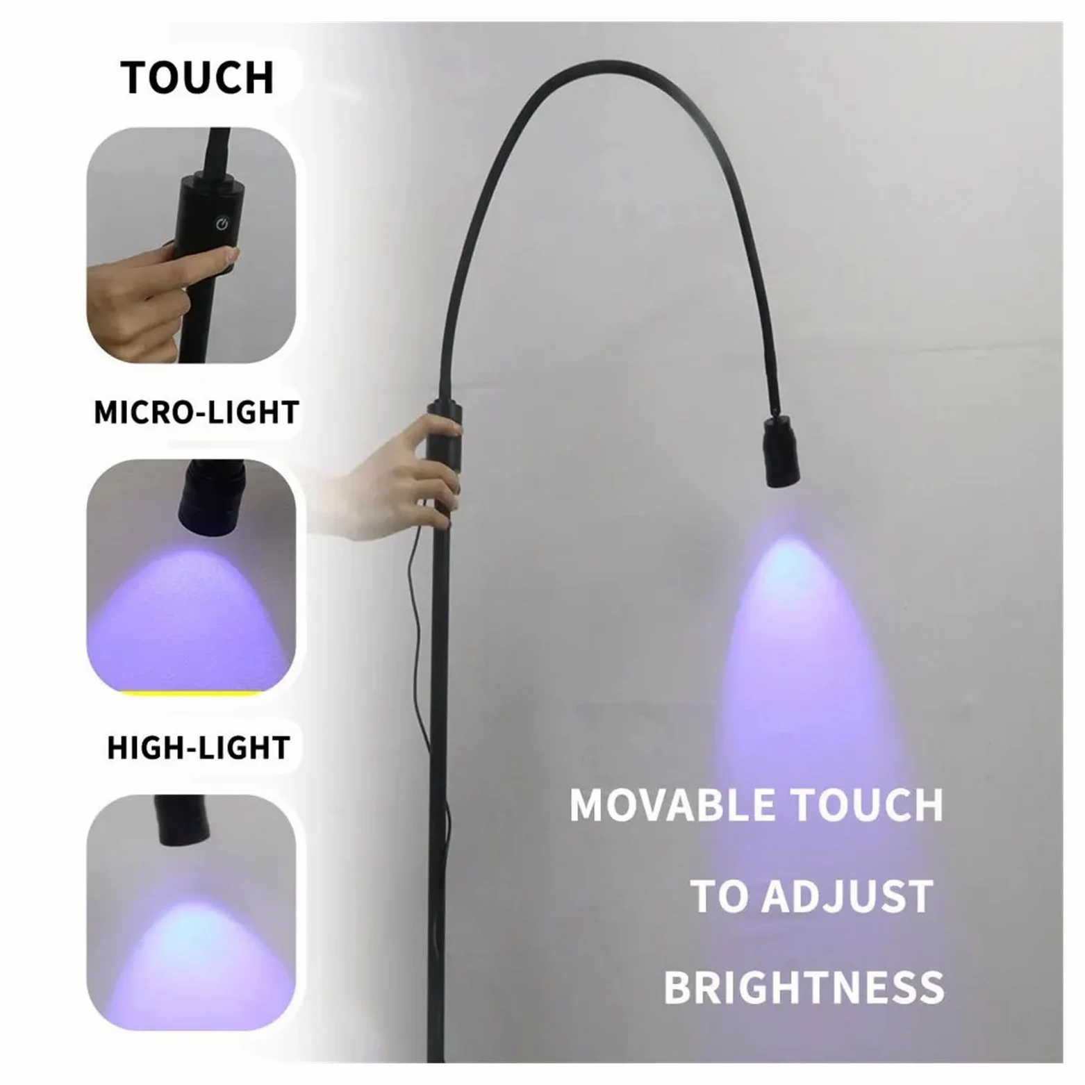 Lampada per polimerizzazione UV USB 5W LED Viola Luce UV Ciglia Bellezza Colla for unghie Polimerizzazione rapida Innesto di ciglia finte Lampada UV dimmerabile al tocco