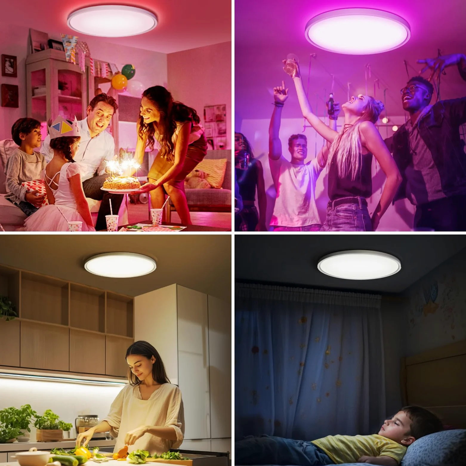 Plafoniera LED Soffitto RGB, Intelligente Lampada LED Soffitto Dimmerabile, Compatibile con Alexa Google Hom, Lampadario con 16 Milioni Colori per Camera da letto, Soggiorno, Bagno, 28W, 2800LM, 30CM