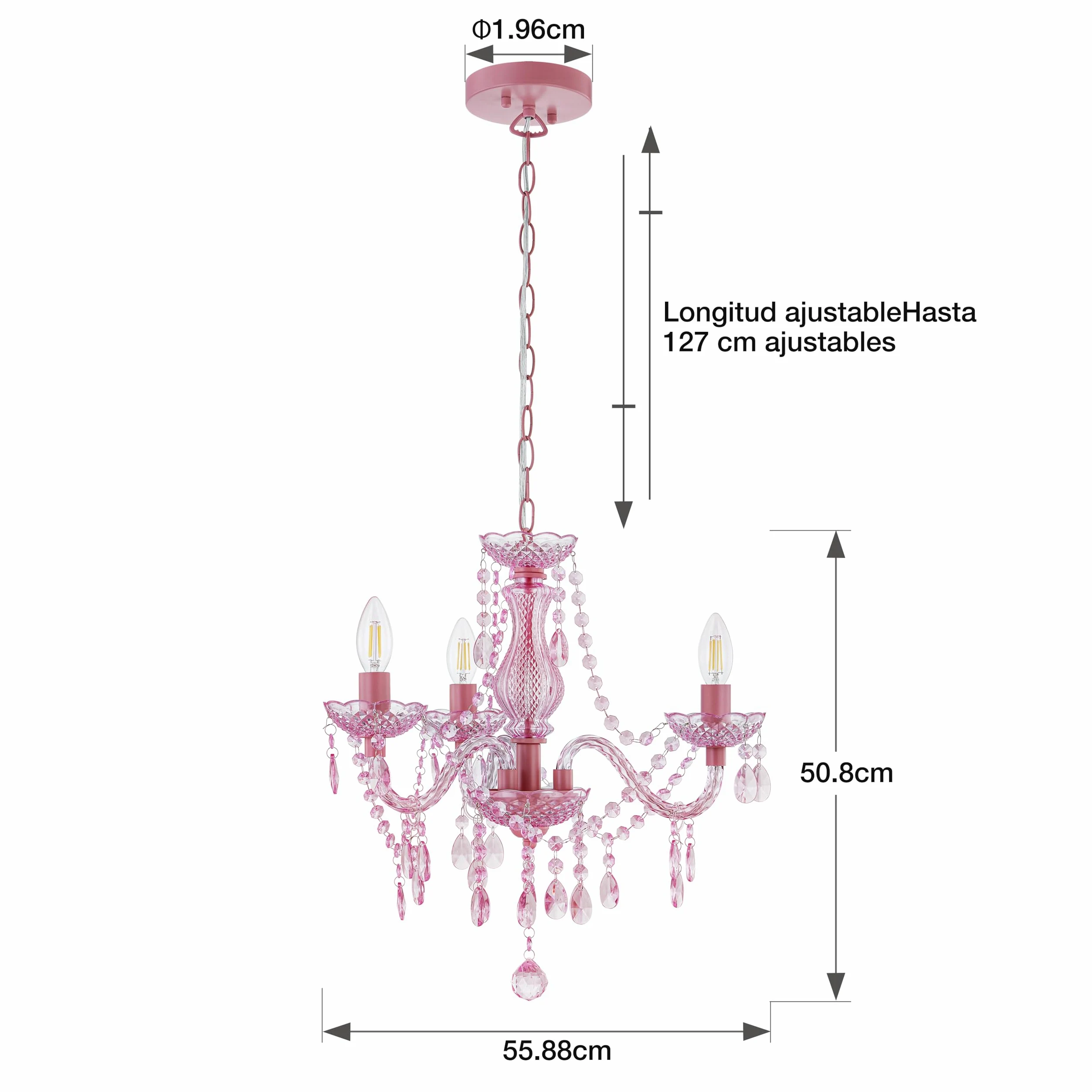 GyroVu Lampadario per Soggiorno, Mini Lampada a Sospensione con 3 Luci in Acrilico con Catena Regolabile, Lampada da Soffitto Rosa per Sala da Pranzo, Soggiorno, Camera da Letto