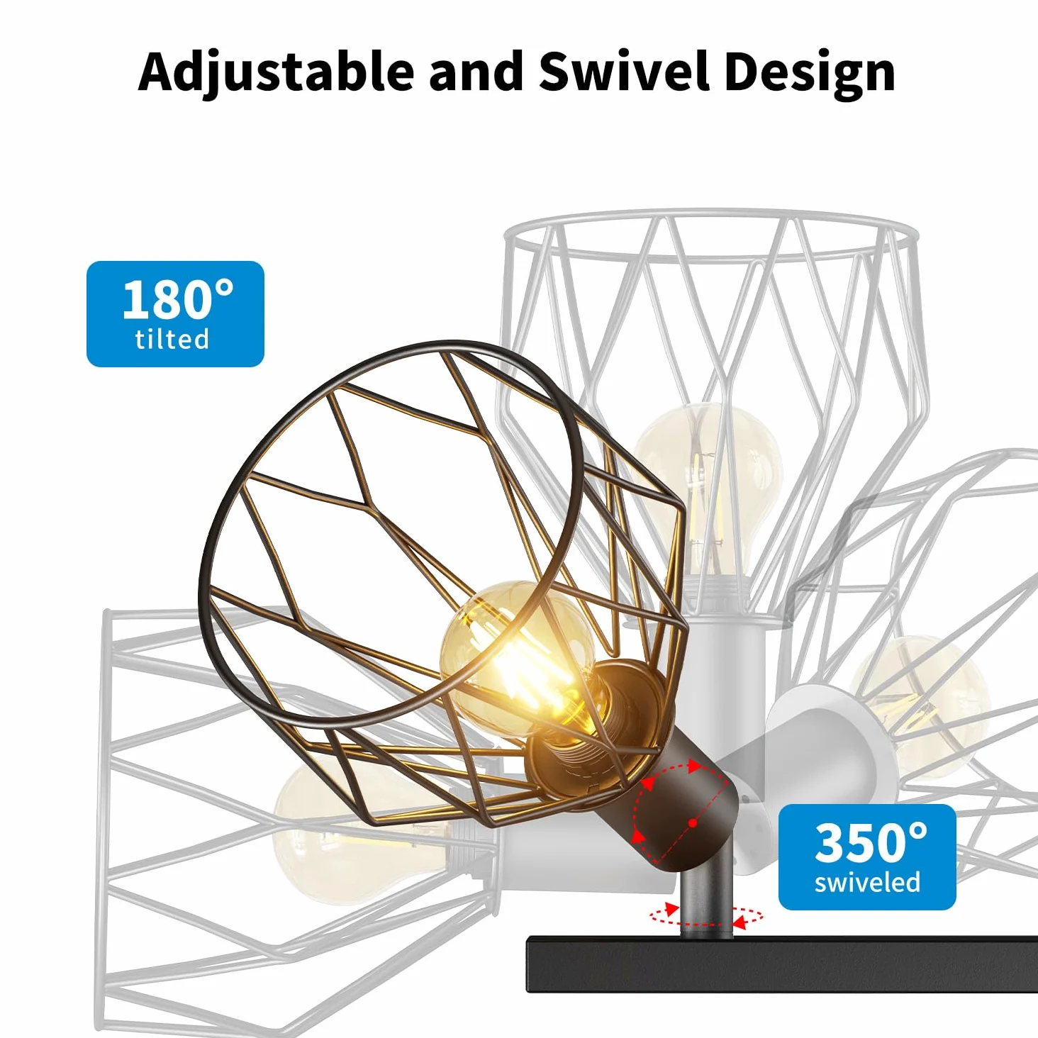 LVWIT Faretti Soffitto Nero, Faretti Orientabili con 5 Attacco E14, Faretto da Interno Moderna, Lampadario Faretti per Barra, Salotto, Cameretta, Cucina,Corridoio Illuminazione (Senza Lampadina)