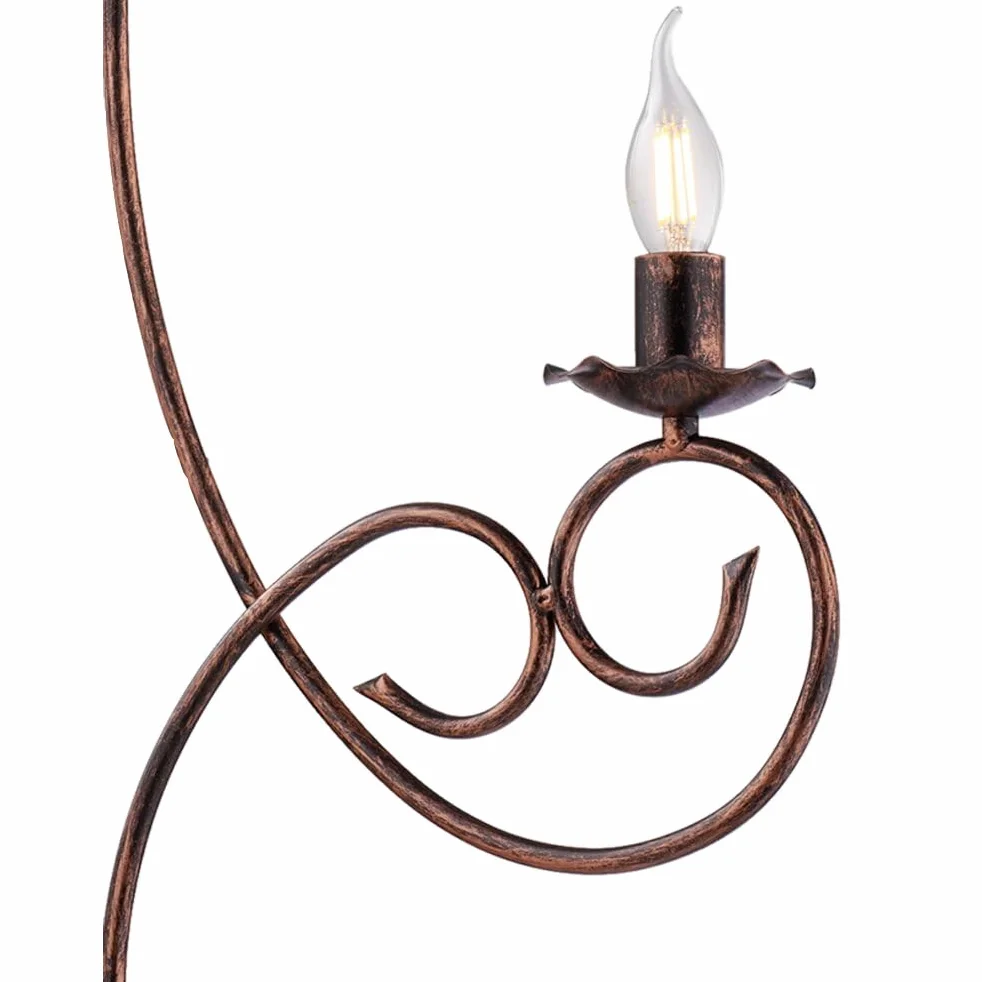 Be-Light Lampadario Provenzale Candelabro 3 Luci Ferro Battuto Nero E Rame