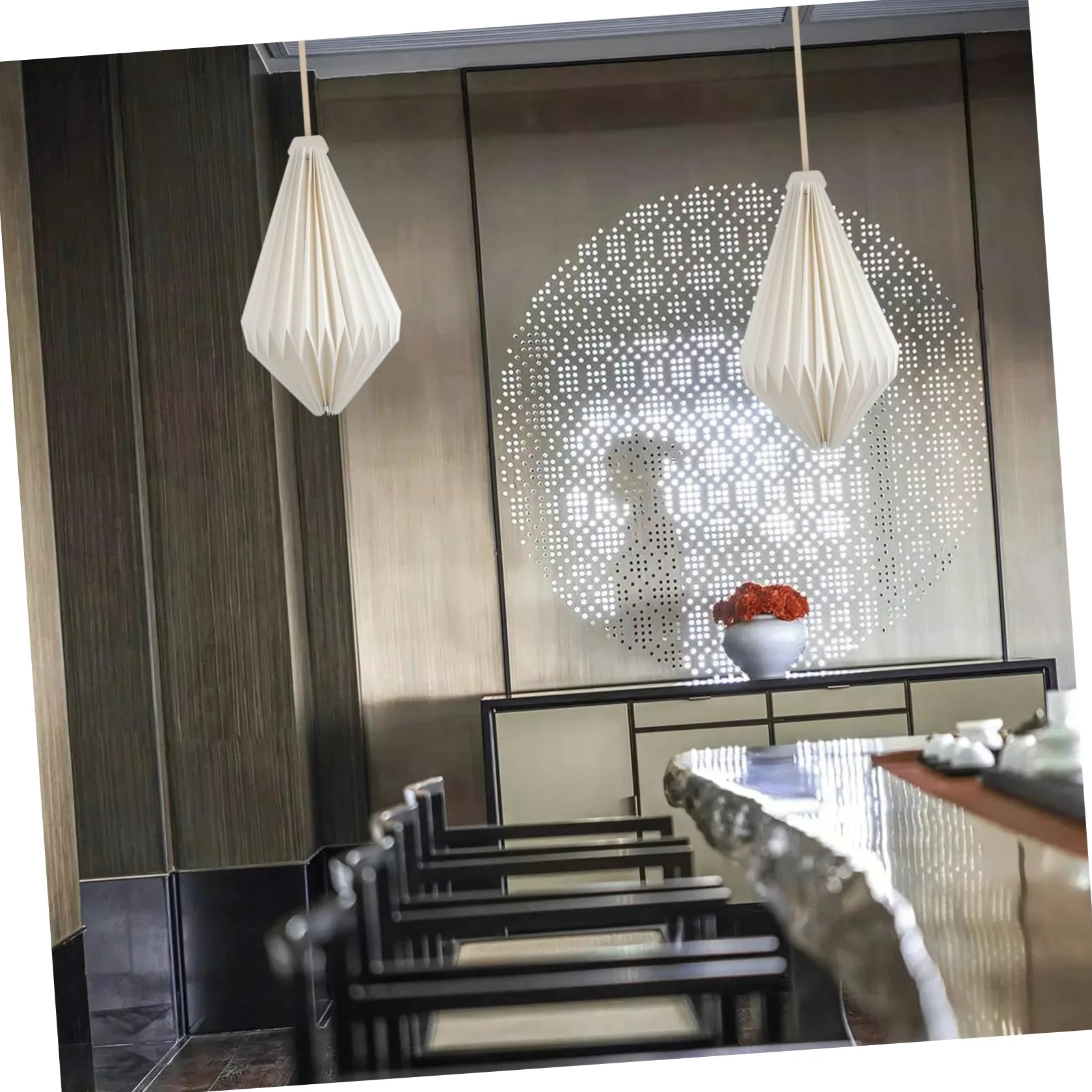 HOMSFOU 2pezzi Lampada Sospensione Origami Paralume Decorativo Per Chandelier e Illuminazione Domestica Materiale Sicuro e Inodore Stile Creativo Per Soggiorno e Ristoranti