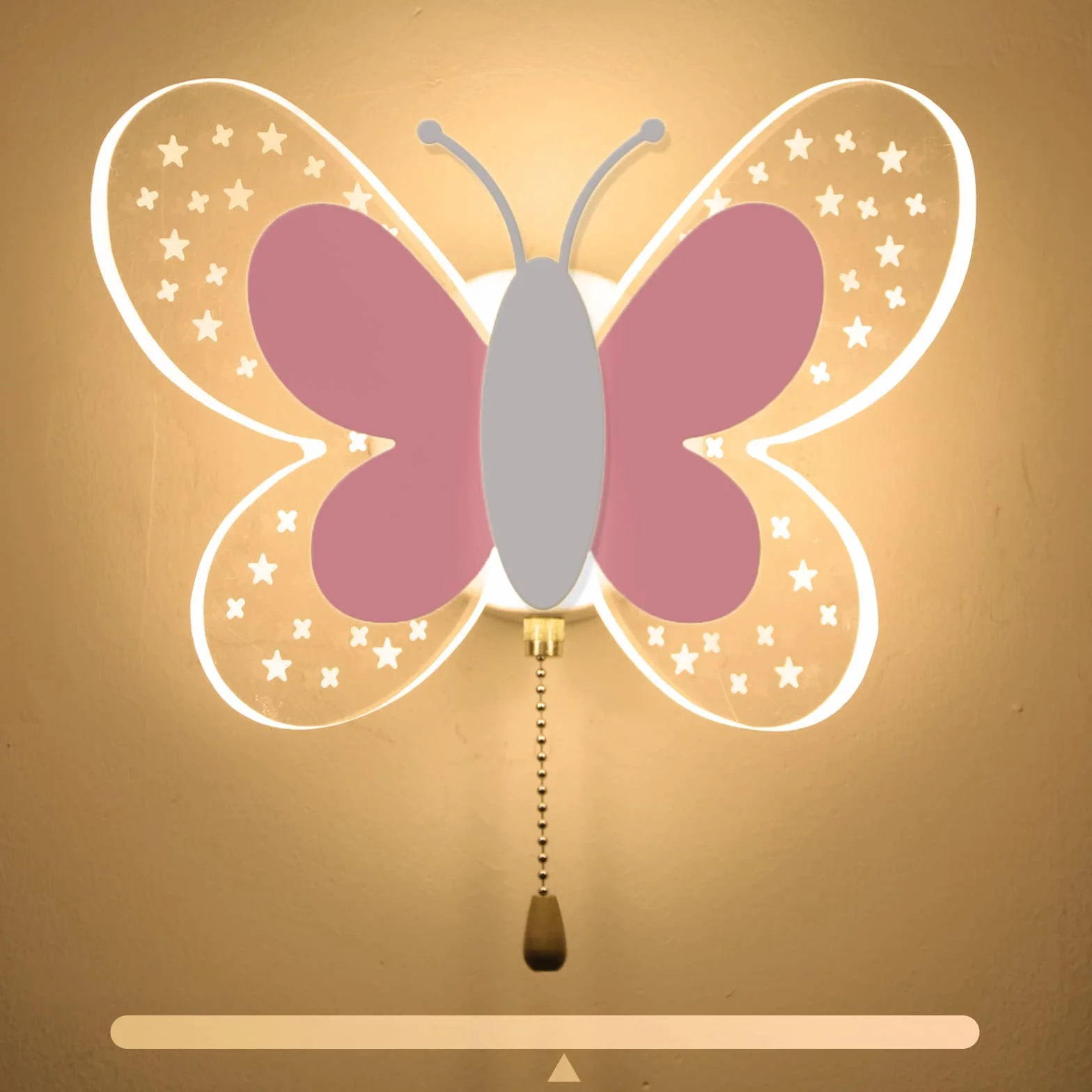 Lampada da Parete a LED per Cameretta dei Bambini, 16W Lampada a Muro con Interruttore, Effetto Stella Illuminazione a Parete per Camera da Letto, 3 Temperature di Colore Regolabili, Rosa