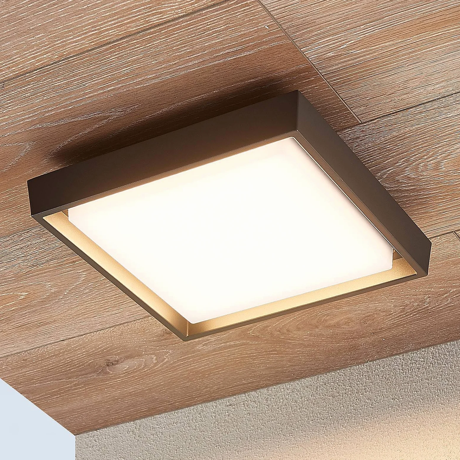 Lucande Plafoniere LED (Moderno) colore Grigio, in Alluminio lampadina inclusa lampada da esterni per giardino terrazzo balcone e casa plafoniera