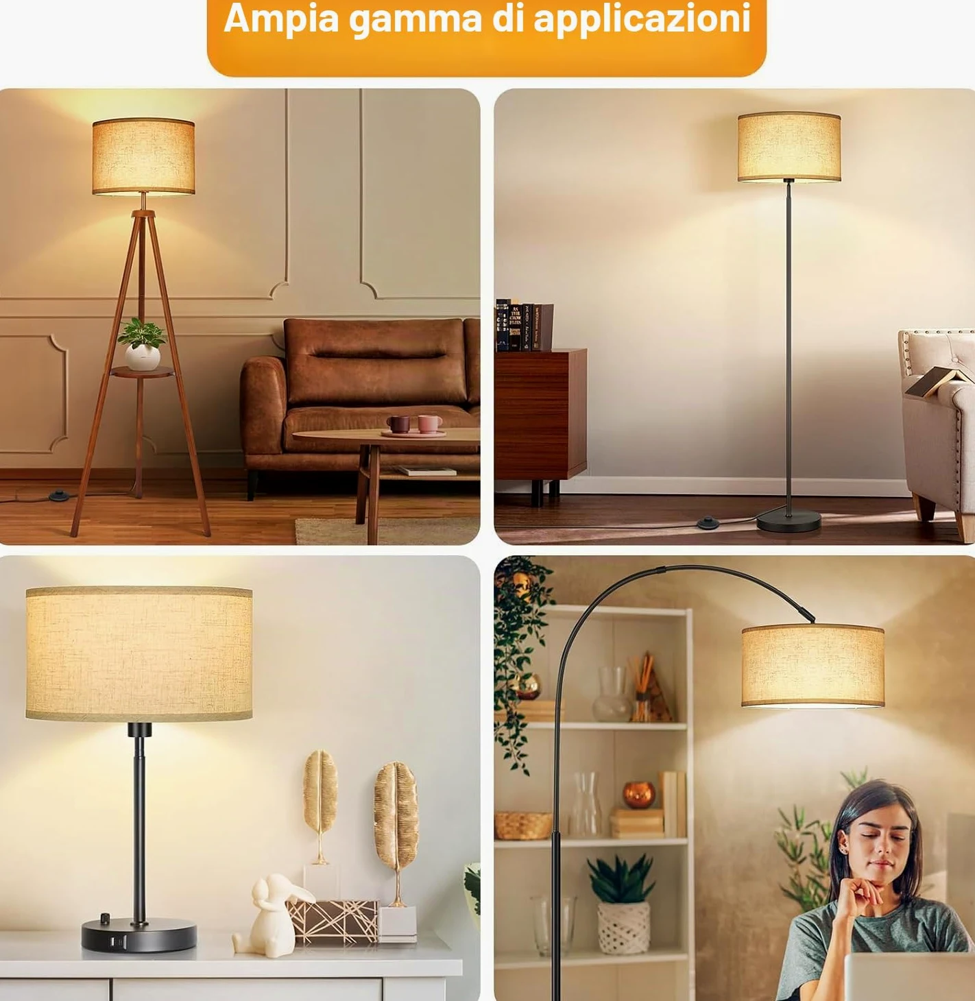 OUTON Beige Grande Paralume per Lampade da Terra, 40,6cm Alto x 40,6cm Basso x 22,9cm Altezza, Facile da Montare, Paralumi a Forma di Tamburo in Lino per Lampade da Tavolo