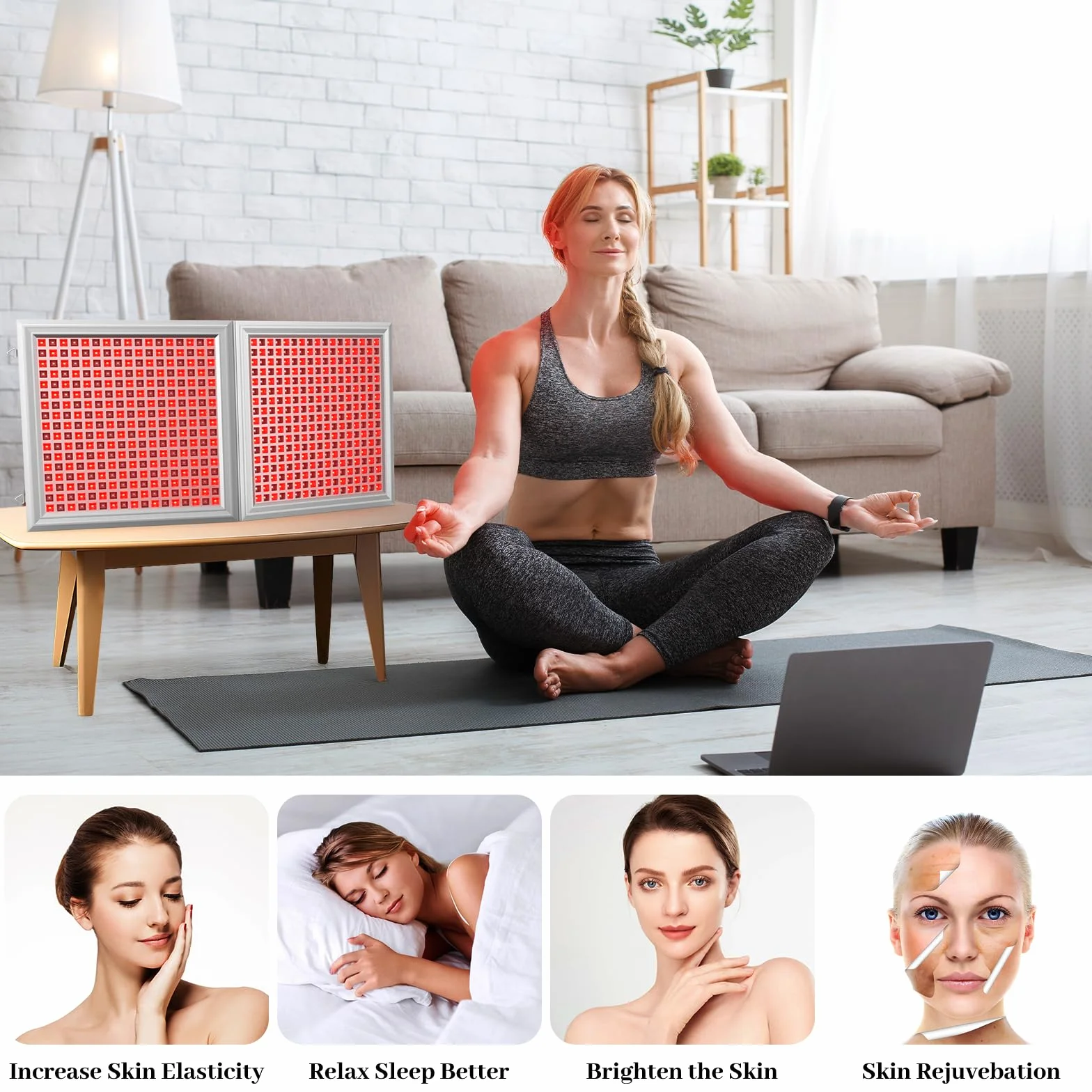 Lampada Infrarossi, Lampada a Luce Rossa Combo 660nm e 850nm, 578 LED Red Light Infrarossi con Timer, Pannello a Luce Rossa per Viso, Corpo, Muscolare, Schiena (La lampada non si riscalda)