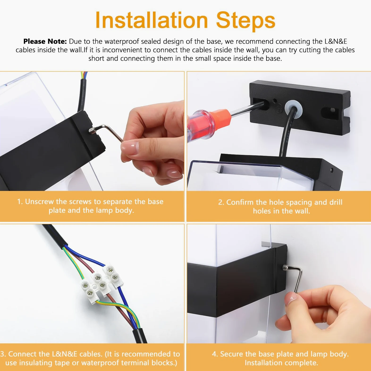 12W Applique da Parete LED Interno, IP65 Lampada da Esterno a Parete Moderna, 1200LM 3000K Up-and-Down Illuminazione, Luce Bagno da Muro per Soggiorno, Camera da Letto, Balcone, Nero 2 Pezzi