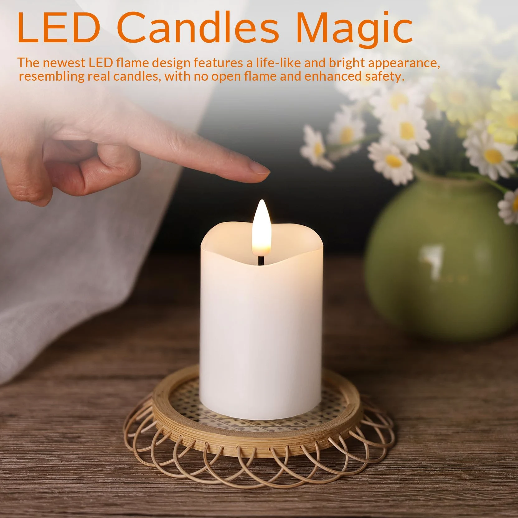 Candele votive bianche senza fiamma con batterie a distanza, 5,1 x 7,6 cm, piccole candele a LED in cera tremolanti, set da 6
