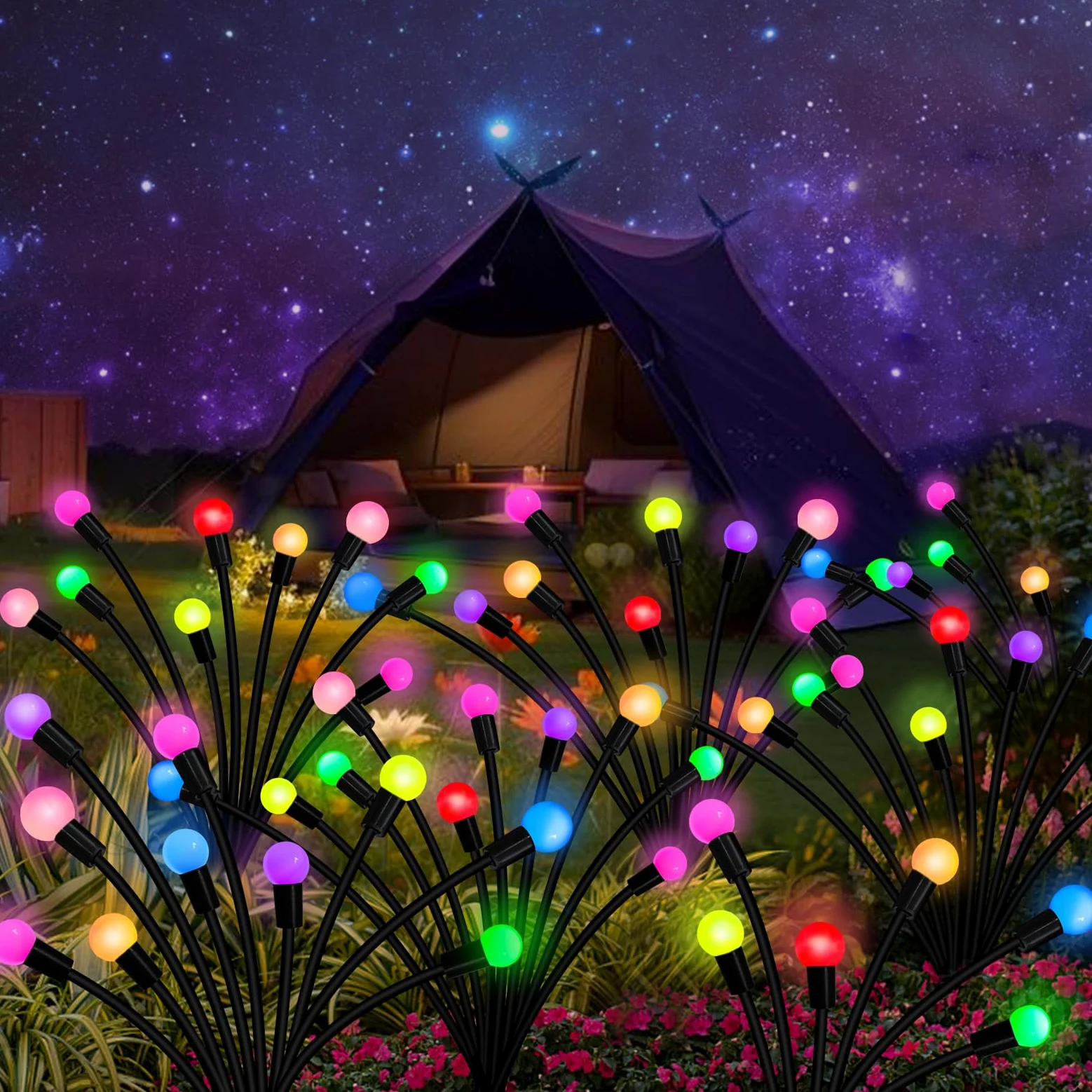 Luci solari da giardino per esterni, confezione da 60 luci solari a LED, impermeabili, ondeggiano dal vento, luce solare oscillante per cortile, patio, cortile, giardino, aiuola, vialetto, decorazione
