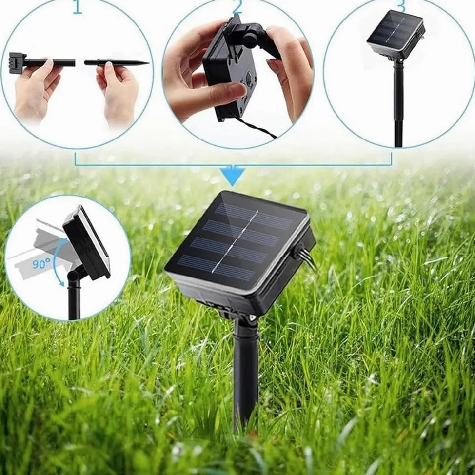 A,32M,Luci a LED a Stringa a Forma di Fiore, 12M 8 modalità 100 LED per Esterni, Impermeabili, luci da Favola per Patio, Giardino, Recinzione, Cortile e Decorazioni per L'Albero di Natale