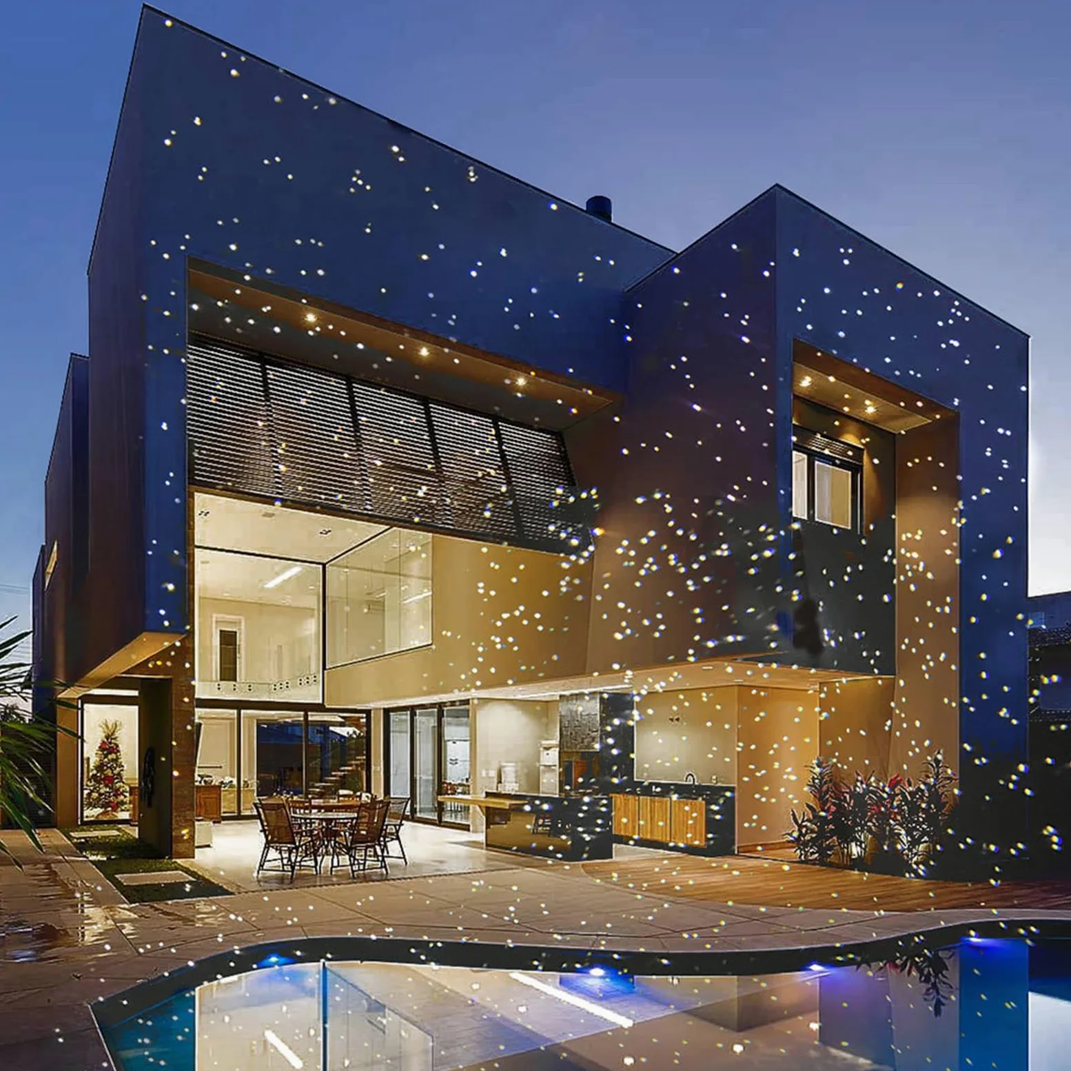 Proiettore Star Light Show con telecomando, funzione temporizzazione, impermeabile IP65, 15 W, arancione, per vacanze, feste, matrimoni, decorazioni da giardino