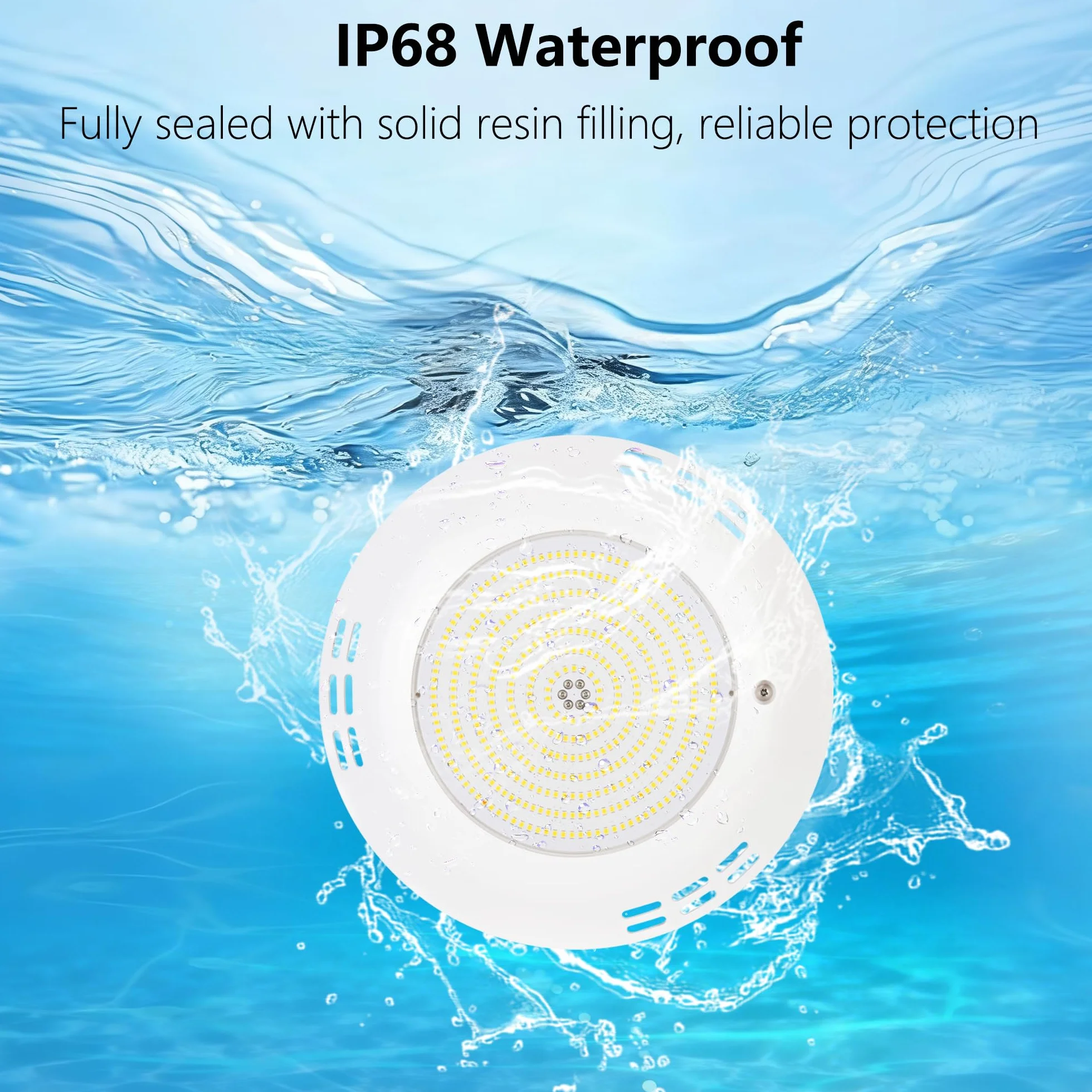 35W Faro LED Piscina Superficie, Lampada Piscina Ultrapiatta Non Dimmerabile 3500lm, Ø275mm, Impermeabile IP68 Riempito di Resina Luce per Piscinas Interrate e Cemento, 12V AC/DC, Bianca Fredda