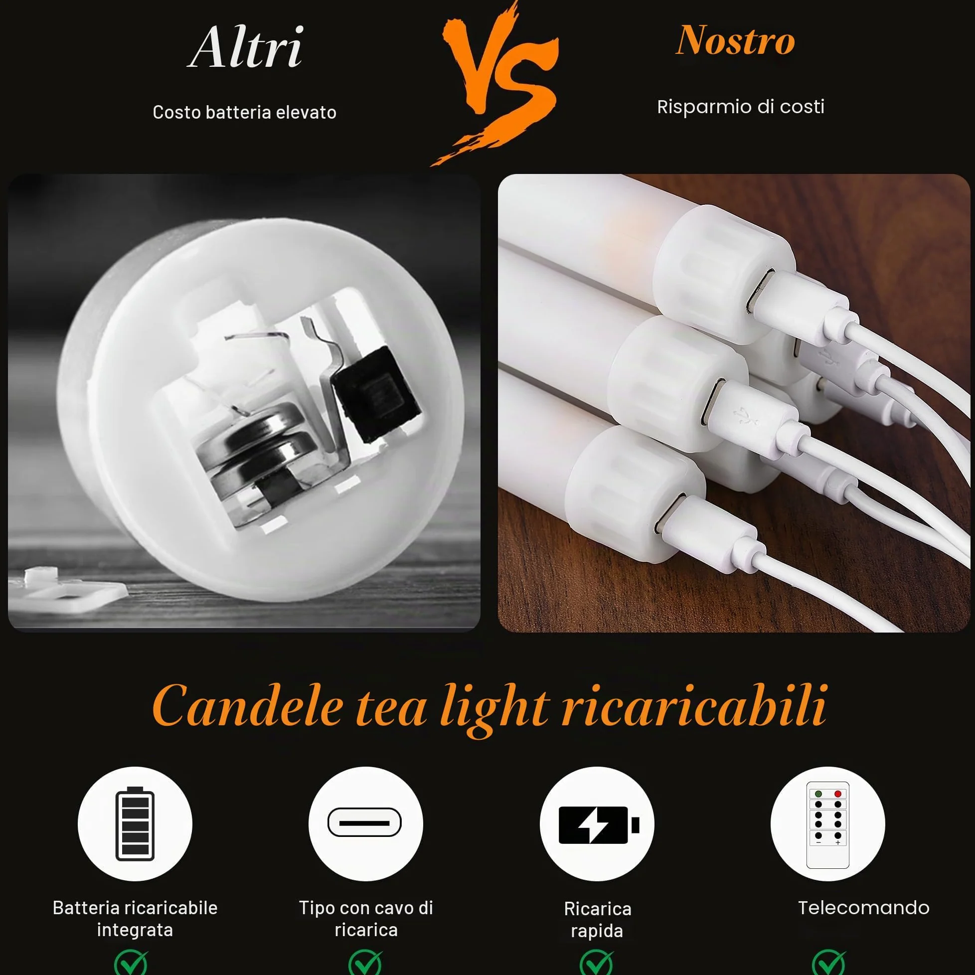 EXTSUD Set di 6 candele a LED a lunga durata, senza fiamma, con 2 telecomandi, candele per finestra a LED, ricaricabili, bianche, decorazione per Natale, matrimoni, feste, banchetti