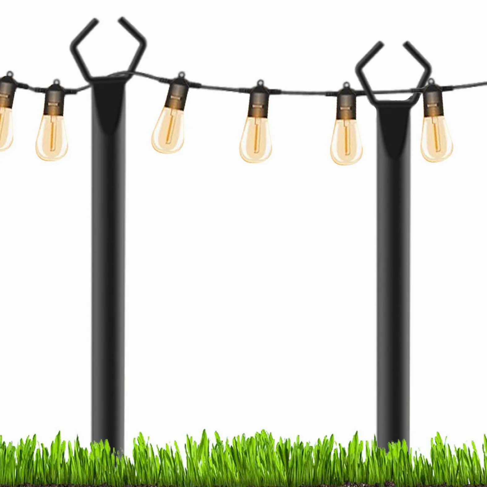 Pali luminosi per esterni, supporto per illuminazione patio, pali per luce da giardino, supporto per luce da prato, robusti pali in metallo, supporto per illuminazione esterna, pali luminosi per