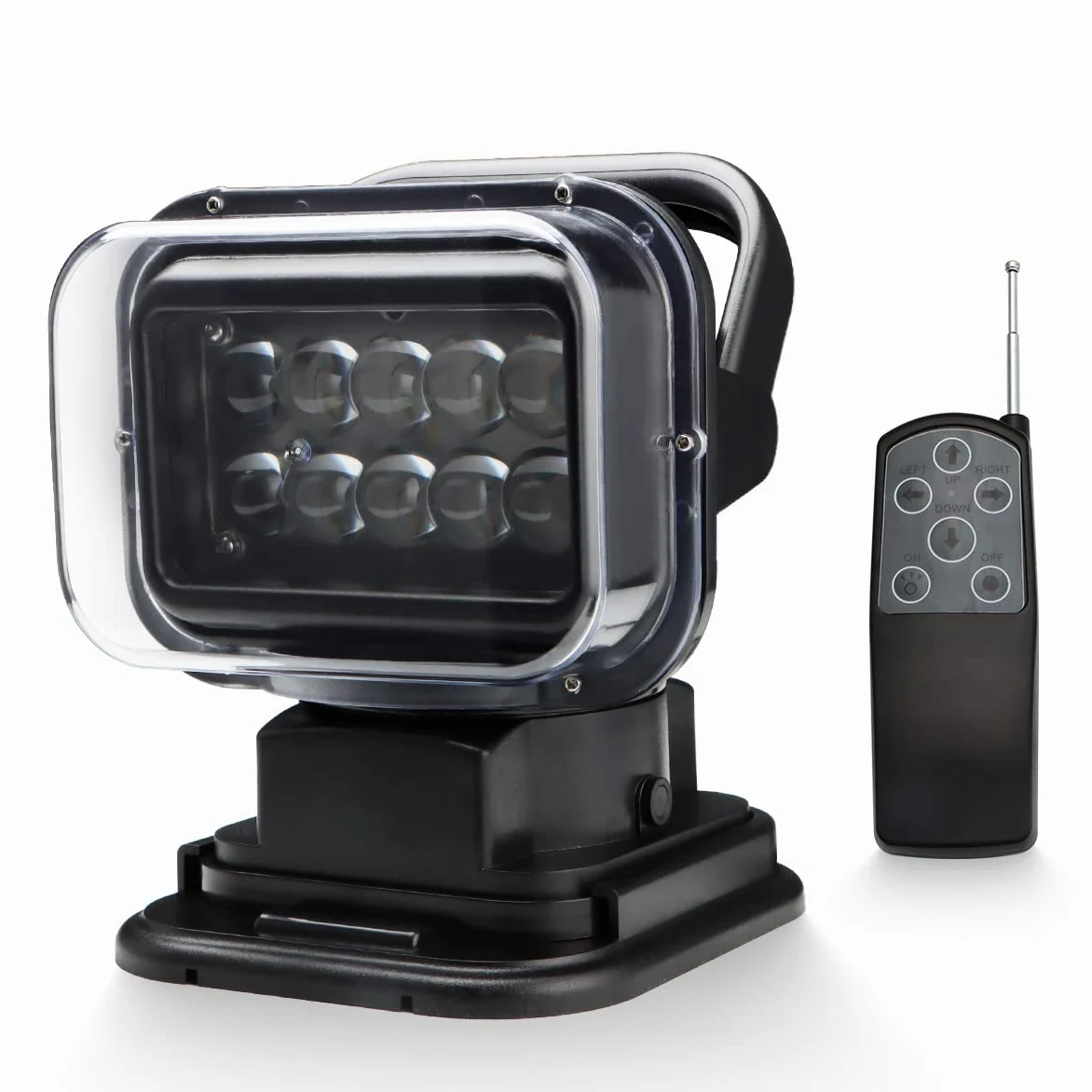MARCHFA Faro da ricerca Led luce da lavoro telecomandato con piede magnetico luce da ricerca Chip Cree resistente alle intemperie ruotabile per auto offroad caccia barca giardino 50 W DC 12 V