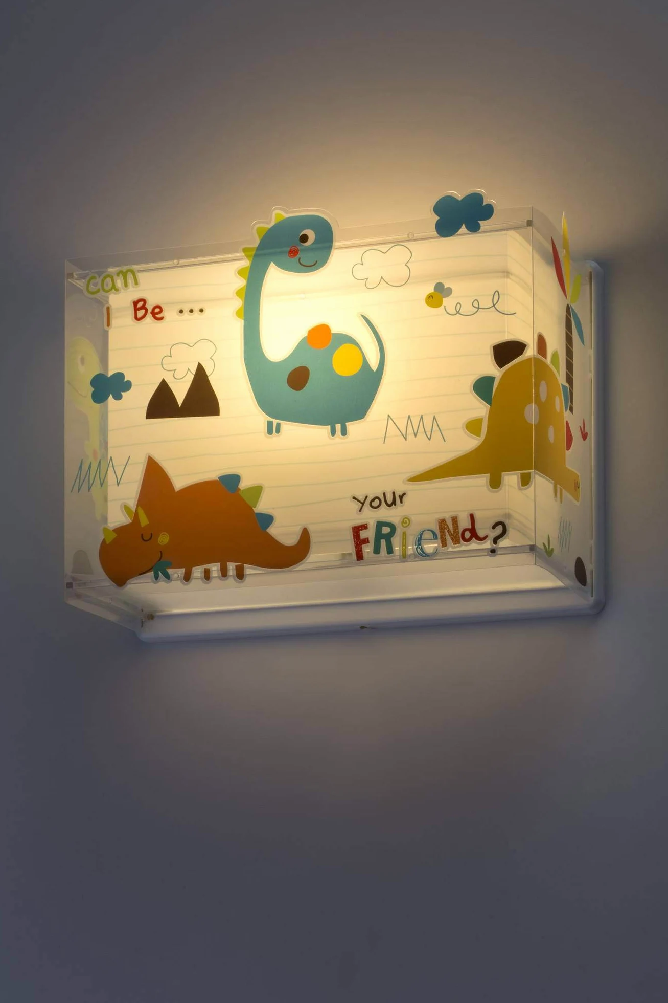 Dalber - Lampada da parete E-27, Dinosauri, Multicolore, 31 x 13 x 23.5