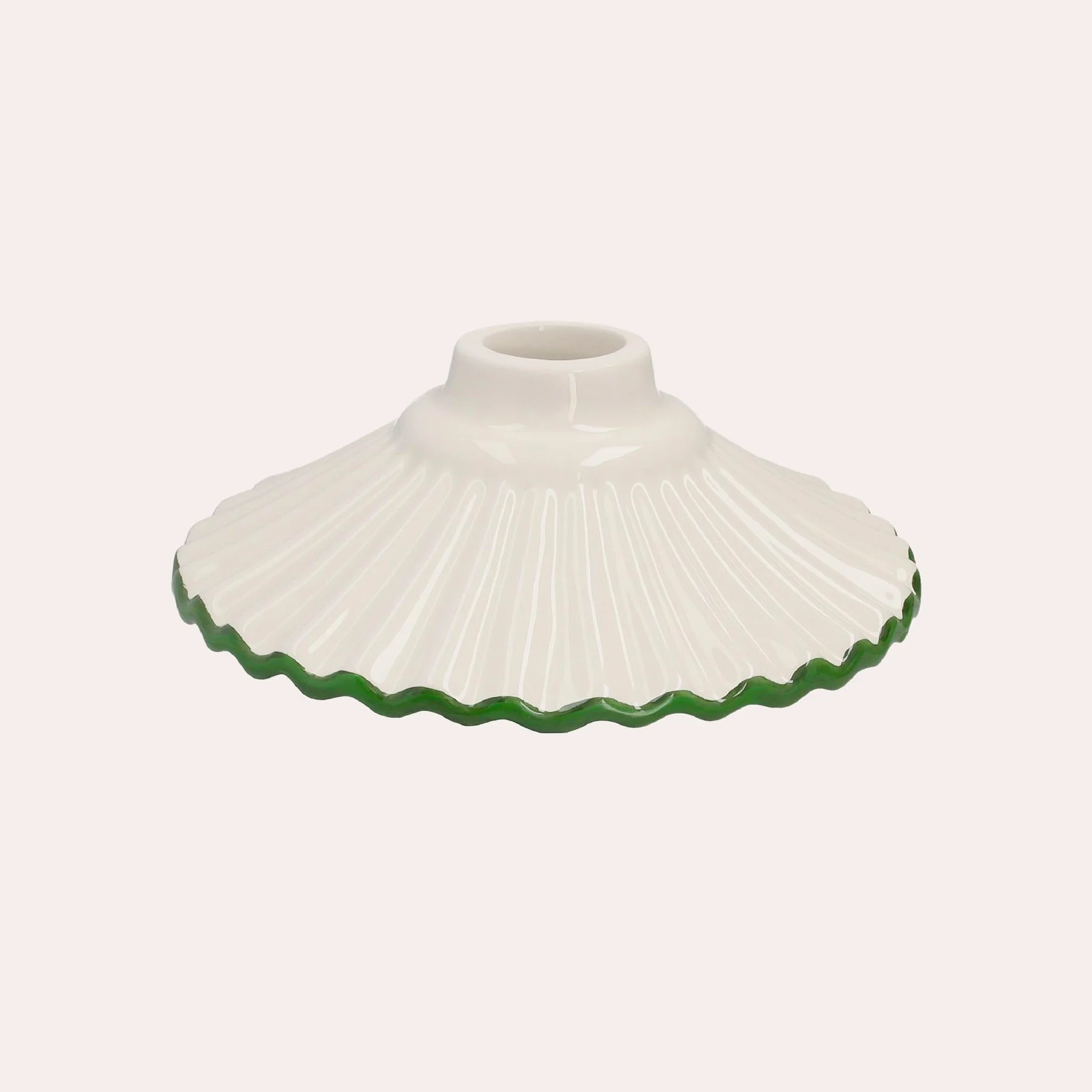 KEYHOME | Paralume in Ceramica Bianca con Bordo Verde