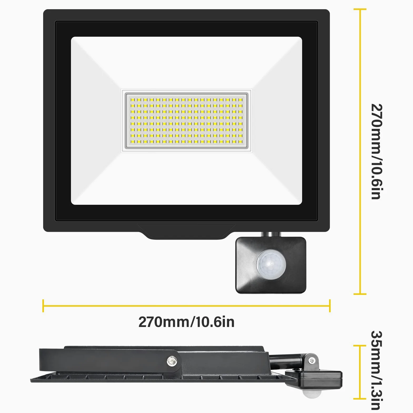 RIGIDON Faretto LED da Esterno con Sensore di Movimento, 100W 10000 LM Proiettore Faro Led Esterno 6000K Bianca Fredda Luci di Sicurezza Impermeabile per Giardino Garage Patio Terrazza Cortile