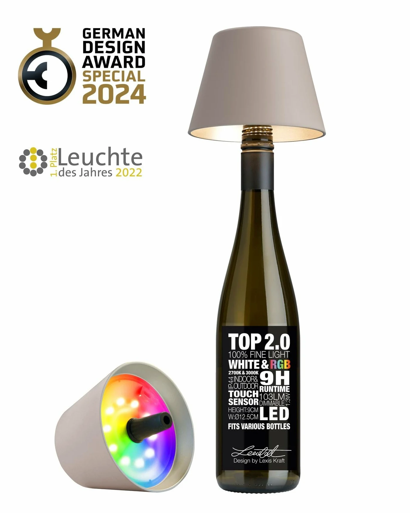 sompex Lampada decorativa per interni ed esterni, alimentata a batteria, TOP 2.0, sabbia