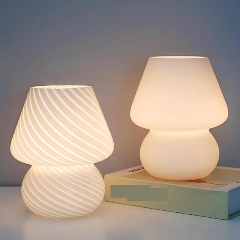 Lampada da comodino Lampada da tavolo in vetro semplice, comodino, camera letto, studio, decorazione, luce notturna Lampade per la camera da letto