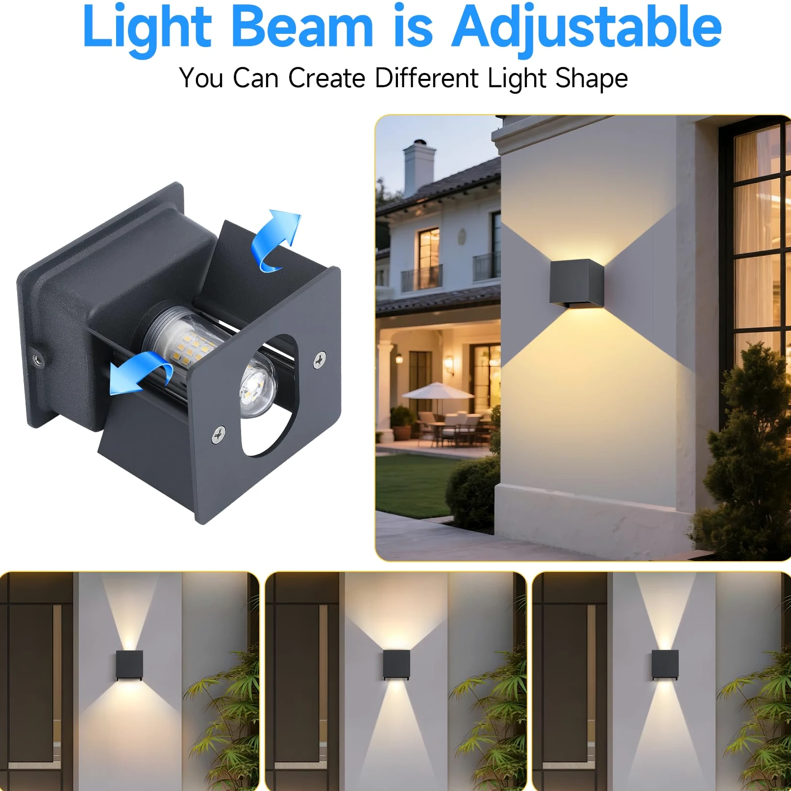 Applique da Esterno/Interno 4 Pezzi, Lampada Parete LED 9W 3000K Bianco Caldo, IP65, G9 Incluse, Antracite, per Giardino, Terrazzo