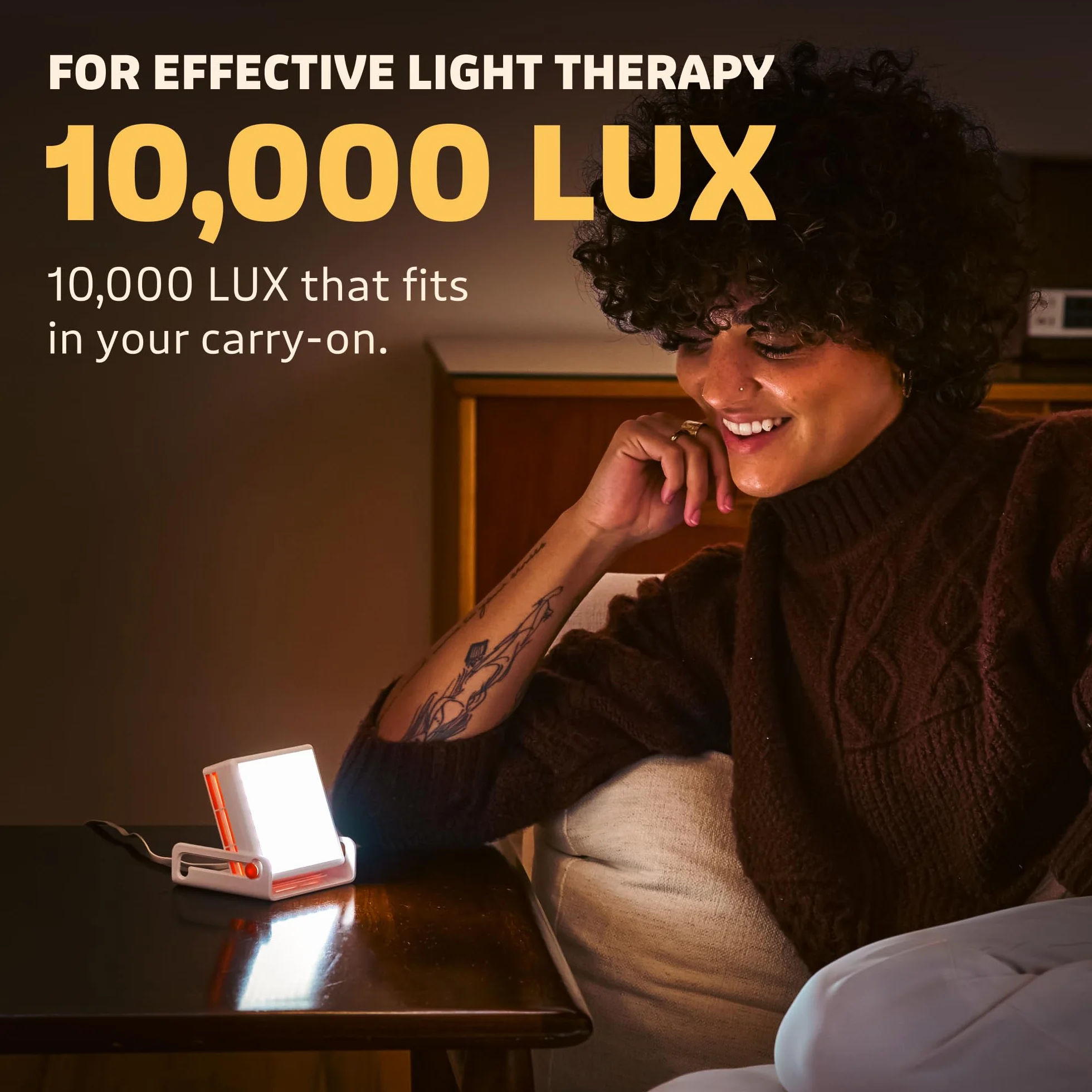 Circadian Optics Luxy - Lampada da scrivania per terapia della luce, come si vede sul serbatoio degli squali, 10.000 lux, senza raggi UV, a spettro completo, ultra compatta e portatile, lampada solare
