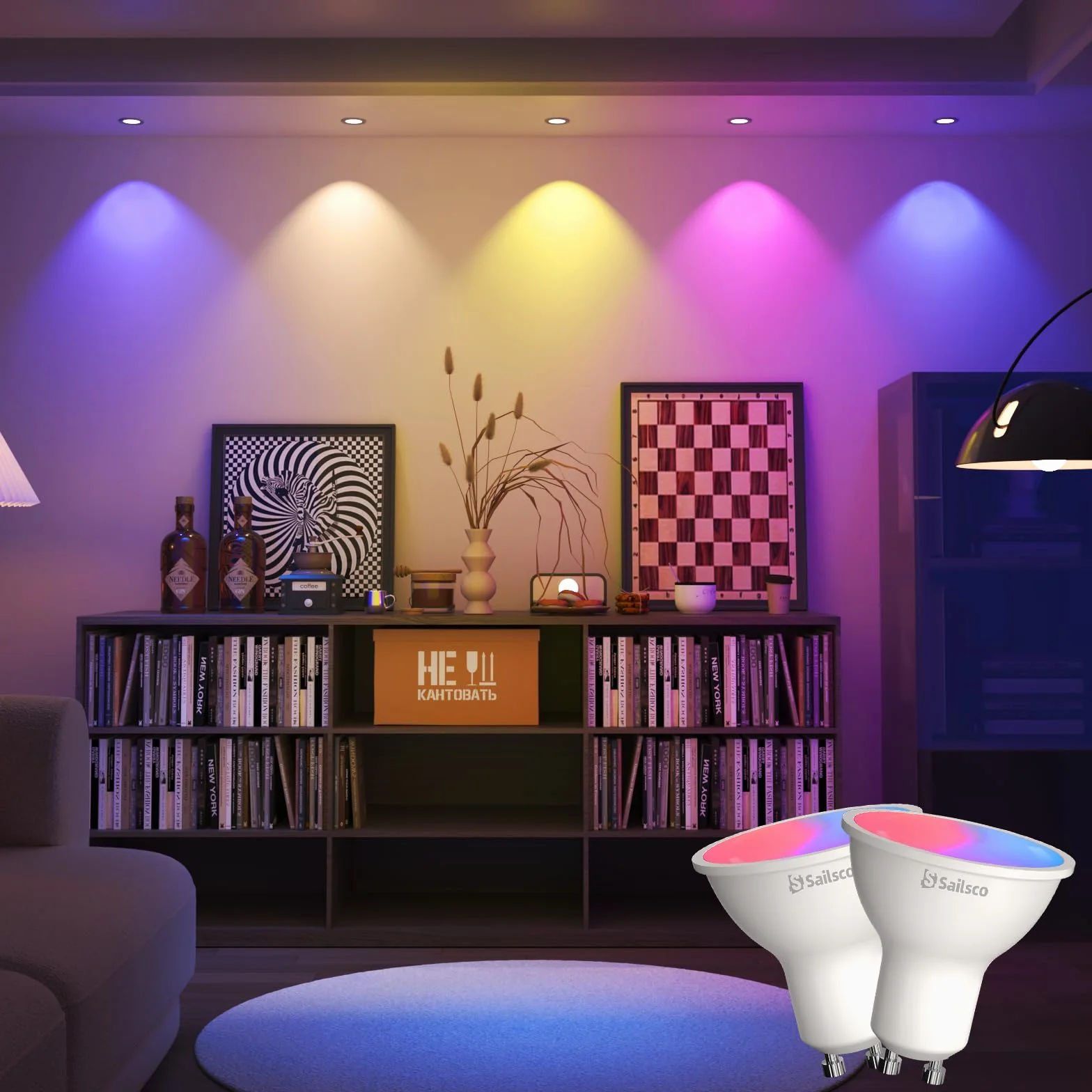 Matter Lampadina WiFi GU10 Intelligente LED Smart,Compatibile con Alexa,Google Home,Smart Life, 4.7W(Equivalenti a 57 W),400LM,Dimmerabile RGB+2700K-6500K Lampadine Multicolore GU10,Pacco da 4