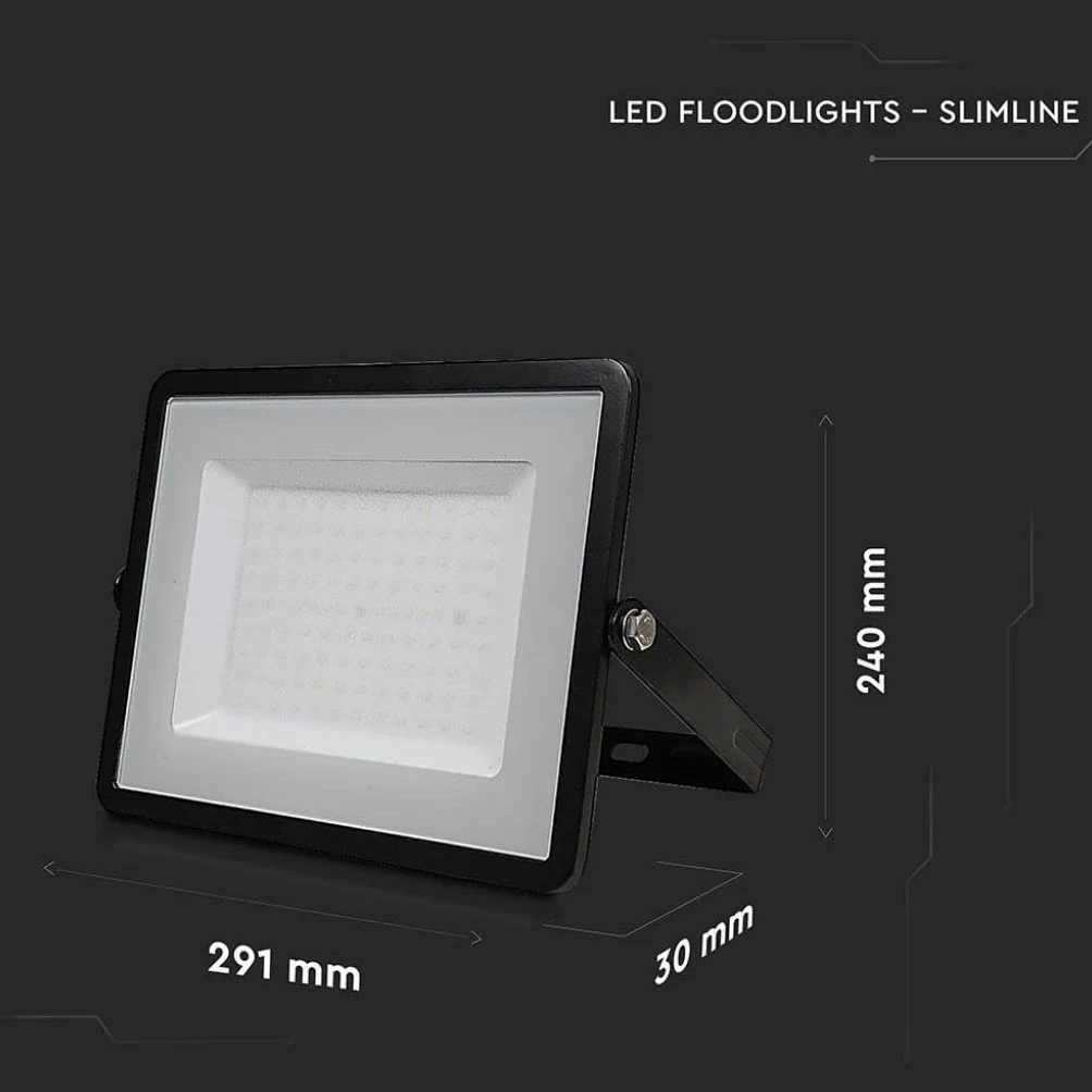 V-TAC Faro LED da Esterno 100W con Chip Samsung - [Ultima Generazione] - IP65-8200 Lumen - Proiettore LED Esterno Nero per Casa, Giardino, Garage - Impermeabile - Fari - Luce Bianca Naturale