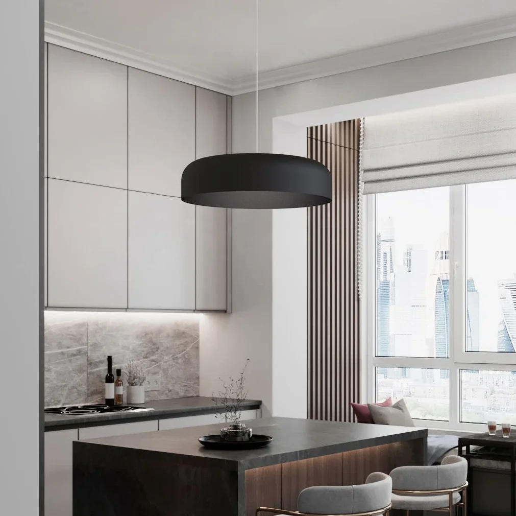 L+ Lampadario a Sospensione Moderno Cilindro in Metallo - Diametro 50cm Attacco E27 - Made in Italy - per Cucina e Soggiorno (Rosso Cowhide, 50cm)