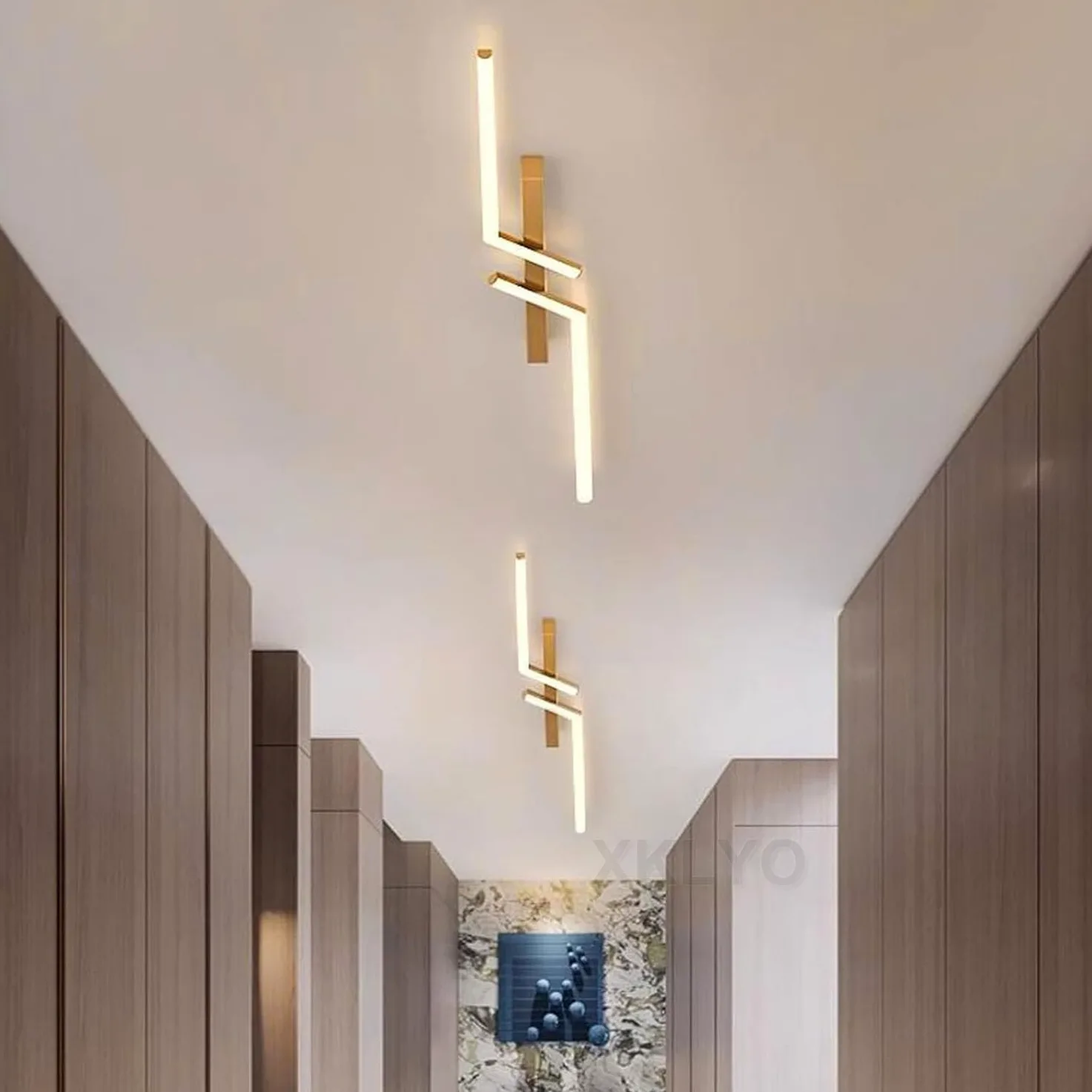 Plafoniera LED da Soffitto Dimmerabile con Telecomando, Luce Regolabile 2700K-6500K, Design Lineare Moderno per Camera da Letto, Salotto, Cucina, Bagno, Corridoio (Oro, 80cm)