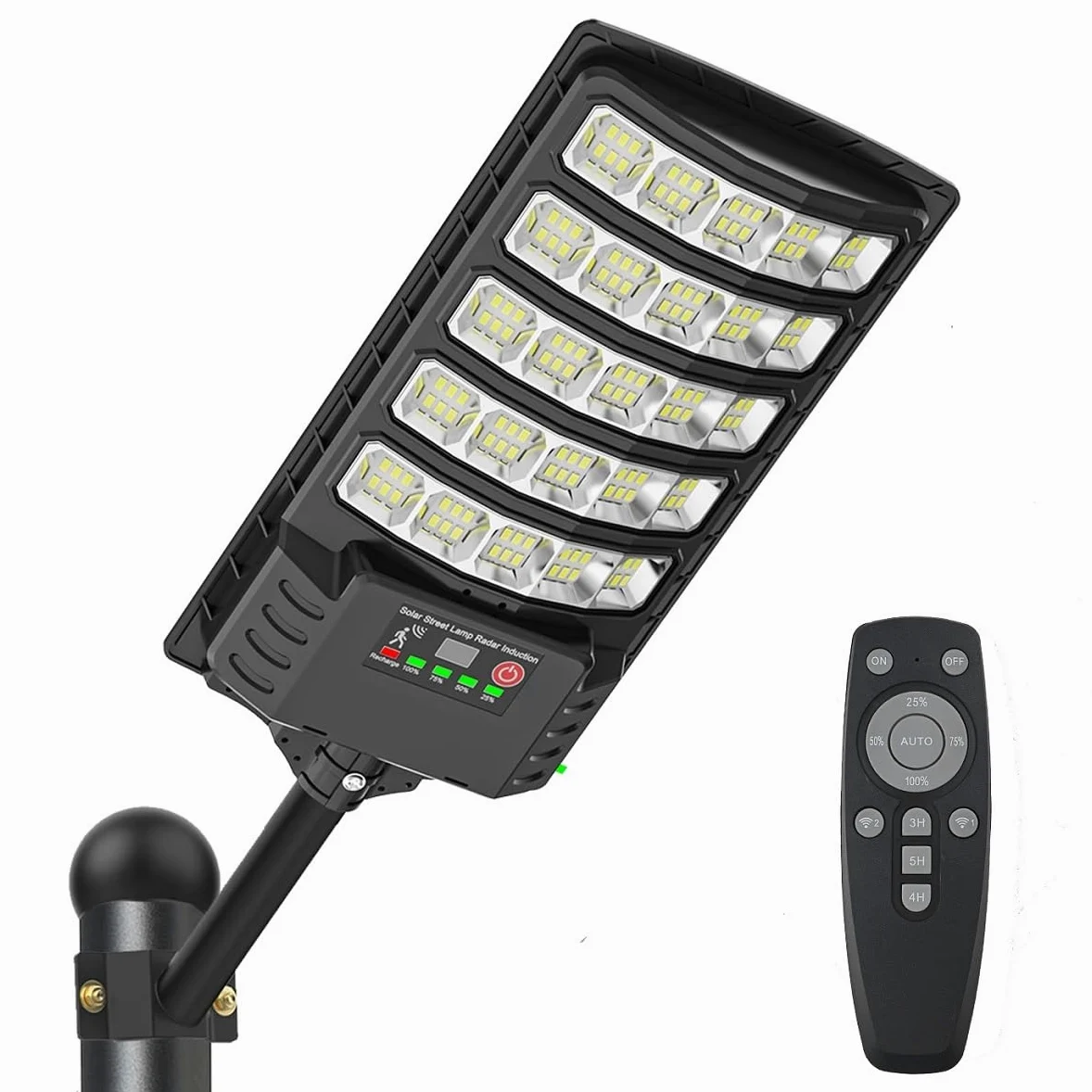 Luce stradale solare esterna, LED Grande lampada solare per parcheggio impermeabile con sensore di movimento e telecomando, 8500 K luce di sicurezza esterna per cortile e parcheggio (1 pezzi)