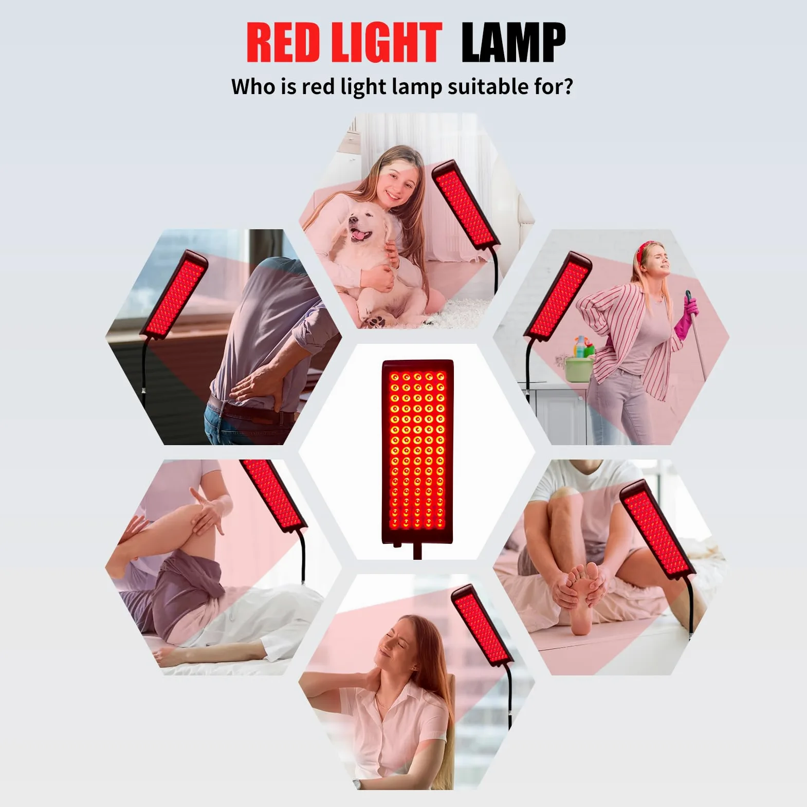 Lampada a luce rossa per corpo, lampade a luce infrarossa con supporto, 660 nm rosso e 850 nm vicino all'infrarosso dispositivo a luce rossa per tutto il corpo