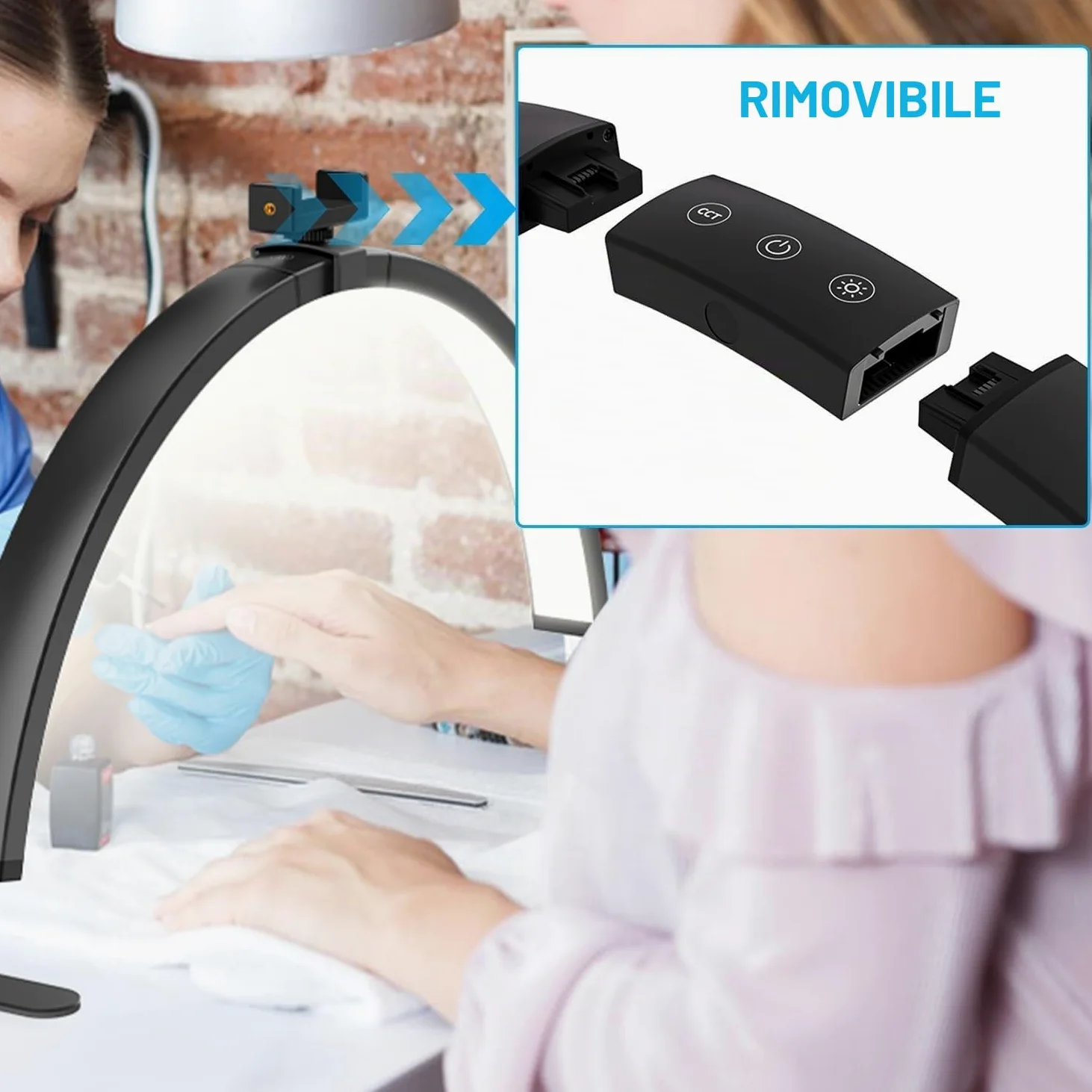 Lampada Extension Ciglia Rimovibile Lampada Tavolo A Led A Mezzaluna Lampada Tavolo Per Unghie Da Tavolo Con Porta Cellulare Lampada Di Bellezza A Mezzaluna (A White, 29IN)