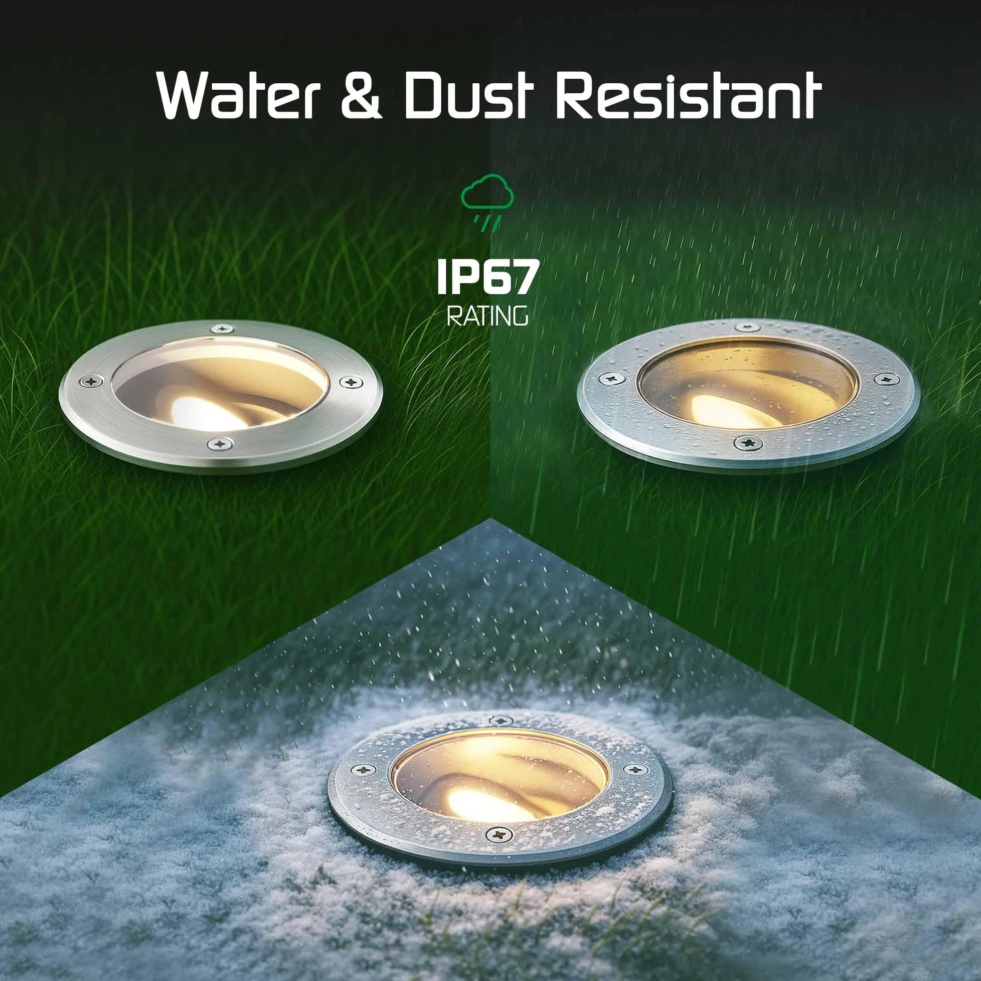 Ledvion - Faretto LED da incasso rotondo, GU10, acciaio inox, IP67, cavo 1m, orientabile, illuminazione esterna