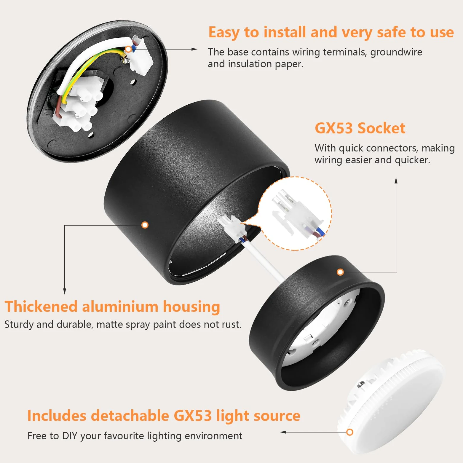 GeyouLux 4 Pezzi Faretti LED Soffitto 6W 680LM Faretti da Soffitto 4000K Luce Naturale Faretto LED Interno Ø95x55mm Plafoniera led Soffitto in Alluminio per salone corridoio cucina salotto, Nero