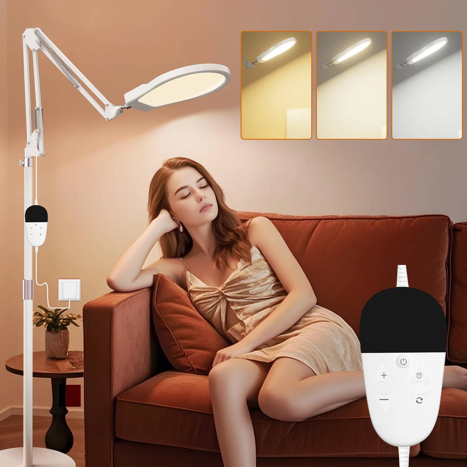 Lampada SAD, Lampada SAD 3 in 1, Lampada Daylight Luce con Telecomando, Daylight Lampada per Lettura/Ufficio/Casa (Bianca)