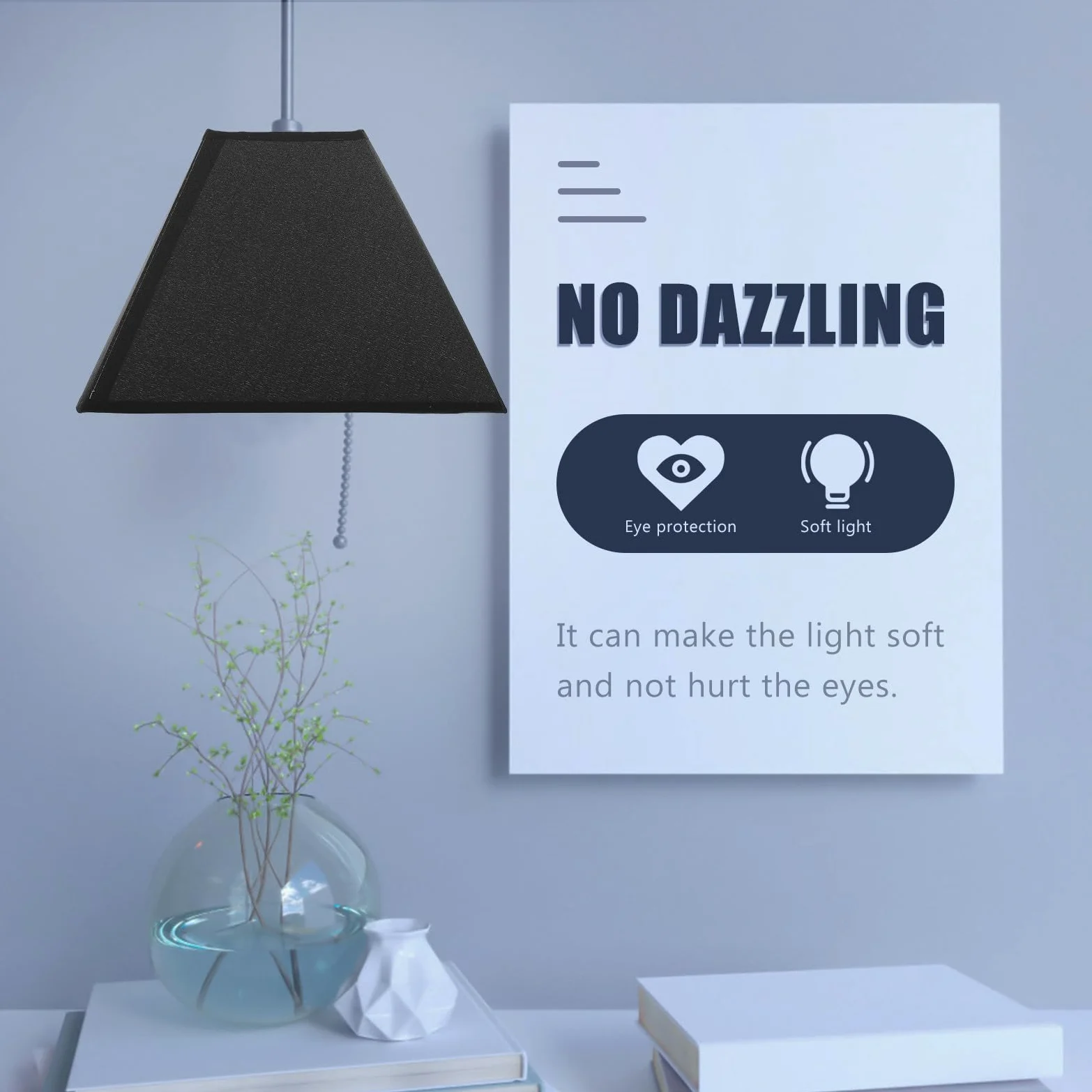 Paralume Nero per Lampada E27/e14, Diffusore di Luce Decorativo per Camera da Letto, Stile Semplice e Delicato, Atmosfera Naturale e Calda