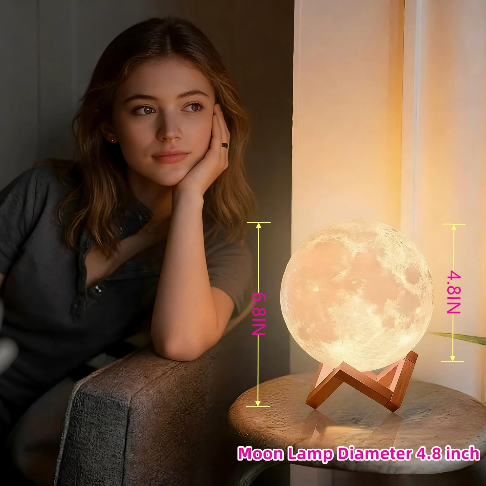 Lampada a forma di luna, 16 colori, luce notturna a LED con supporto, telecomando e controllo touch, lampada a forma di galassia per adolescenti, ragazze e ragazzi, ricaricabile tramite USB, luce