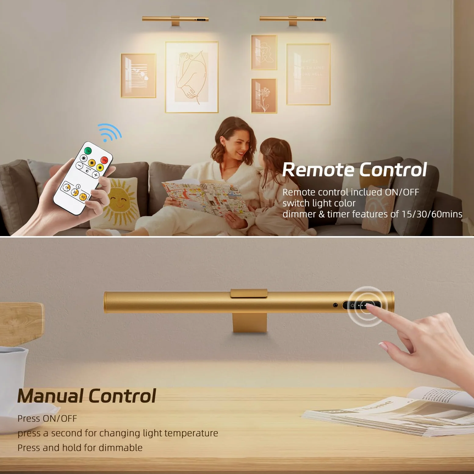 Lampada da parete senza fili,Luci da esposizione led con telecomando,applique da parete con 3 modalità di illuminazione,lampade per quadri con timer,per quadro,affresco e freccette,statue