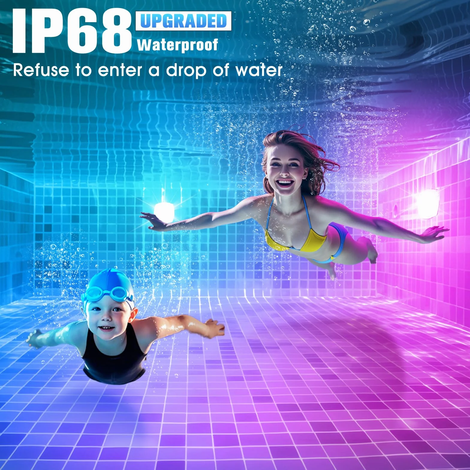 DeeprBetter Luci Piscina Fuori Terra Magnetica con Telecomando, Ricaricabili LED Luci Piscina a Immersione con 9 Modalità Illuminazione, IP68 Impermeabili Lampade per Piscine Subacquea per Spa Bañera
