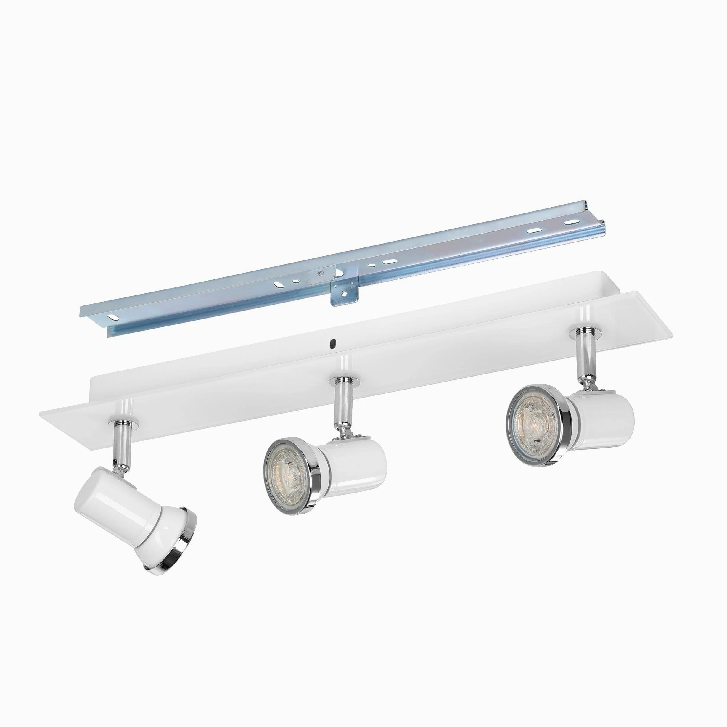 Eglo LED lampada da soffitto Tamara 1, plafoniera 3 fiamme | per bagno, lampada bagno in metallo cromato, vetro bianco, faretti da soffitto con lampadine GU10, luce calda, IP44