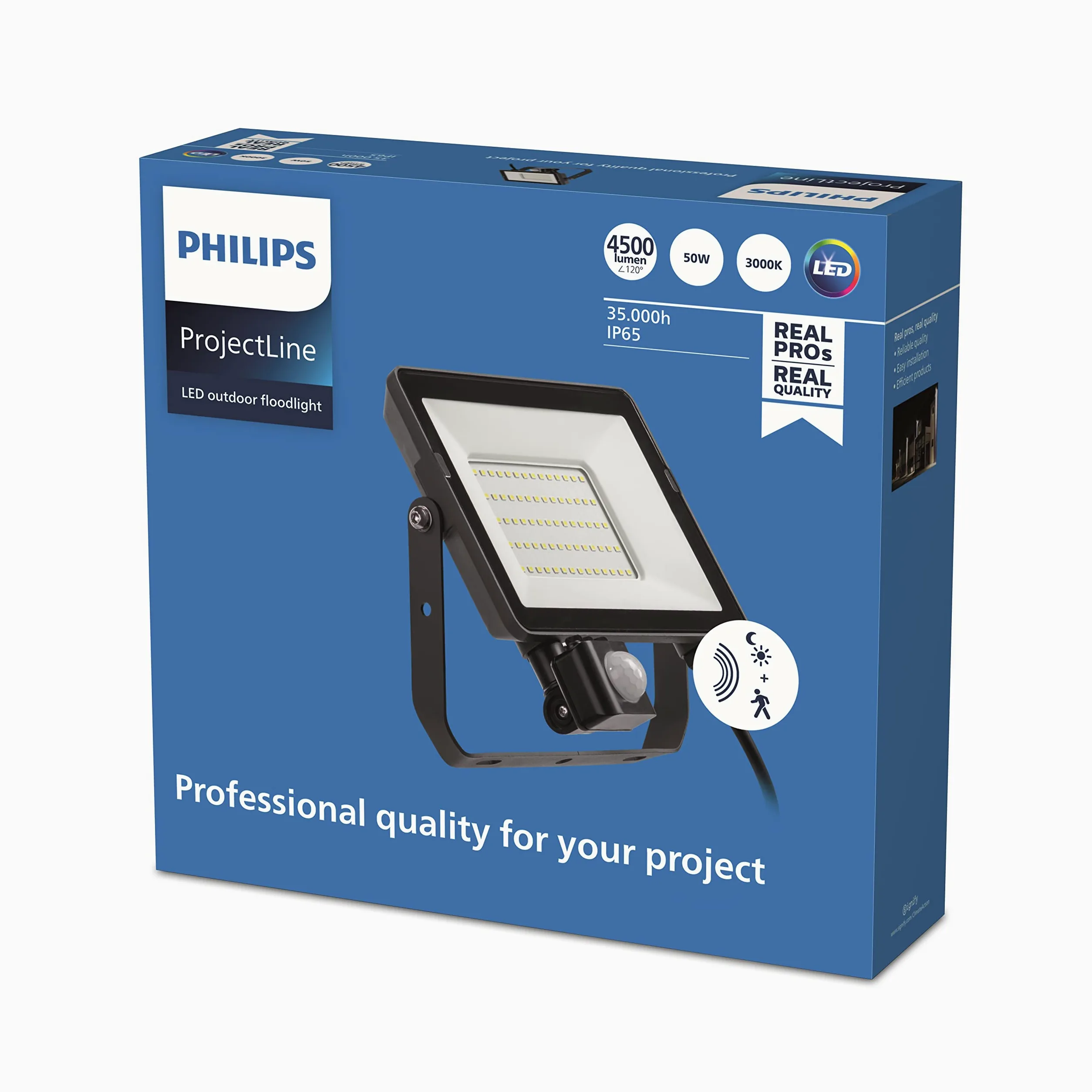 Philips Projectline, Proiettore LED, 30W, Luce Bianca Calda, Sensore di Movimento, Illuminazione Commerciale e Esterna