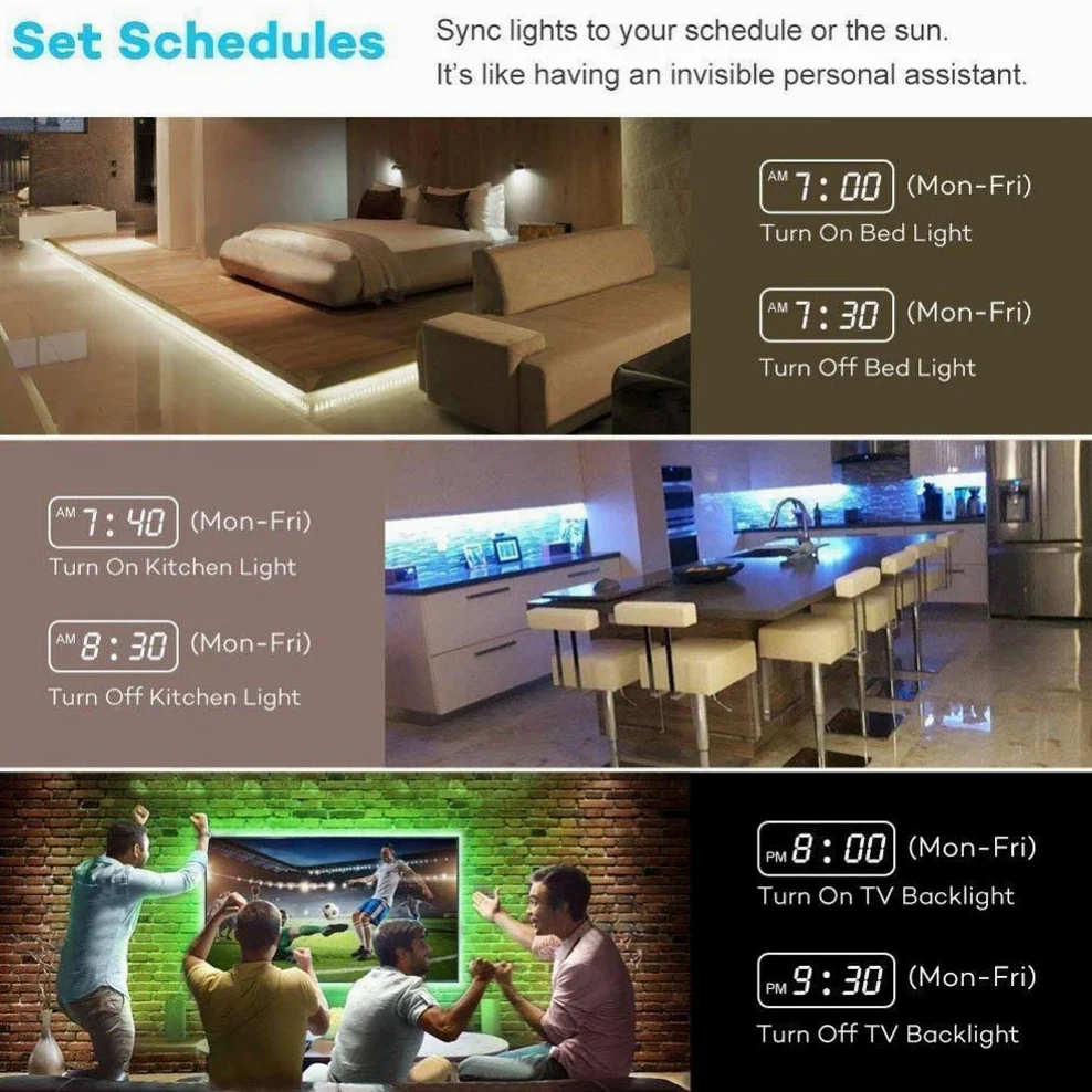 Striscia LED 5M, WiFi Luci LED Colorate Smart Phone Strisce LED Compatibile RGB SMD 5050 Musica SYNC LED Strip Controllo App E 24 Tasti Telecomando RF per Casa Cucina Festa TV Decorazione,15M