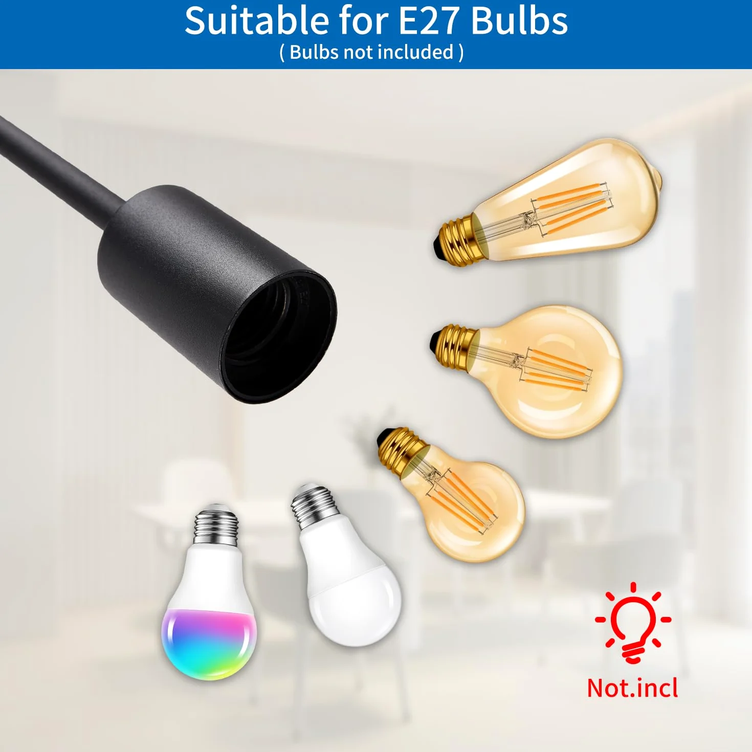 ANWIO Lampada a Sospensione, Lampadari Moderni con 4 Lampadine LED Attacco E27, Lampadari da Cucina Nero, Lampadario Sospensione per Camera da Letto,Soggiorno(Lampadine Escluse) EUC-EA
