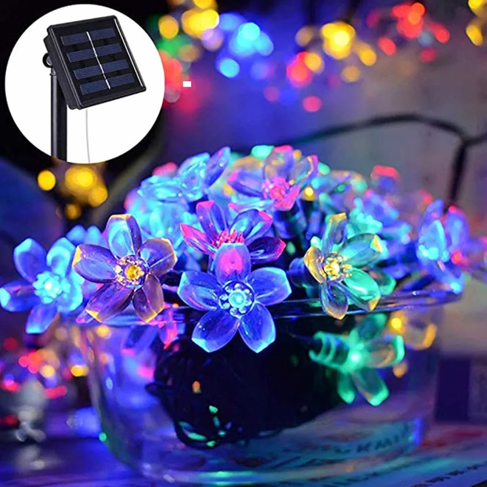 A,32M,Luci a LED a Stringa a Forma di Fiore, 12M 8 modalità 100 LED per Esterni, Impermeabili, luci da Favola per Patio, Giardino, Recinzione, Cortile e Decorazioni per L'Albero di Natale