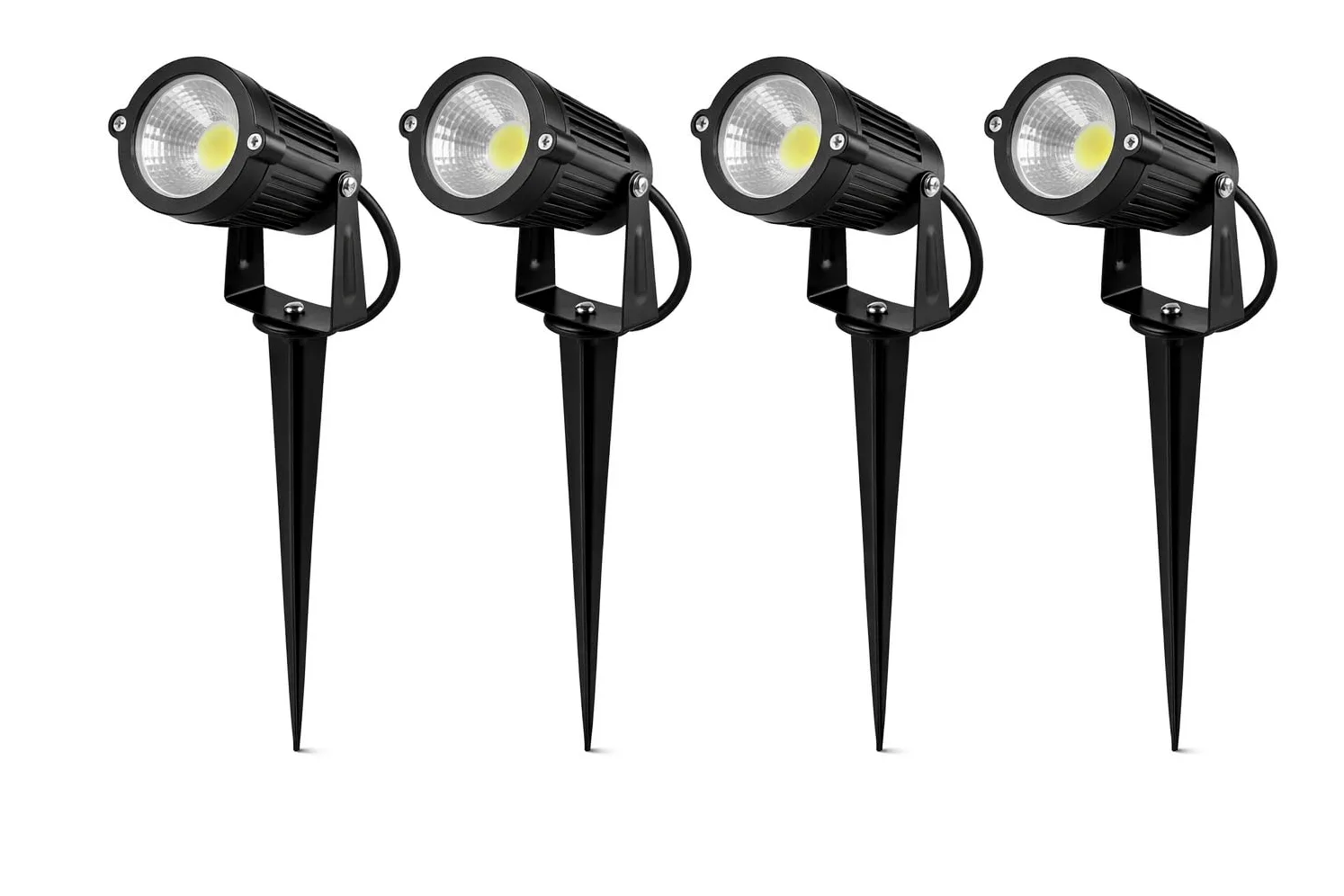 Kit 4 Faretti LED da Giardino con Picchetto 5W 3000K Luce Calda IP65 Spot Esterno per Piante Alberi Facciate in Alluminio e Vetro Fascio 60° (4, Luce Calda 3000K)